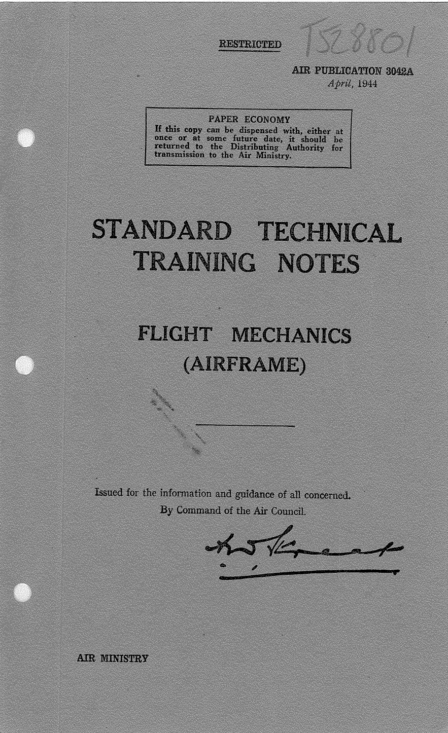 Sample page 1 from AirCorps Library document: Technical Training Notes for Airframe Flight Mechanics