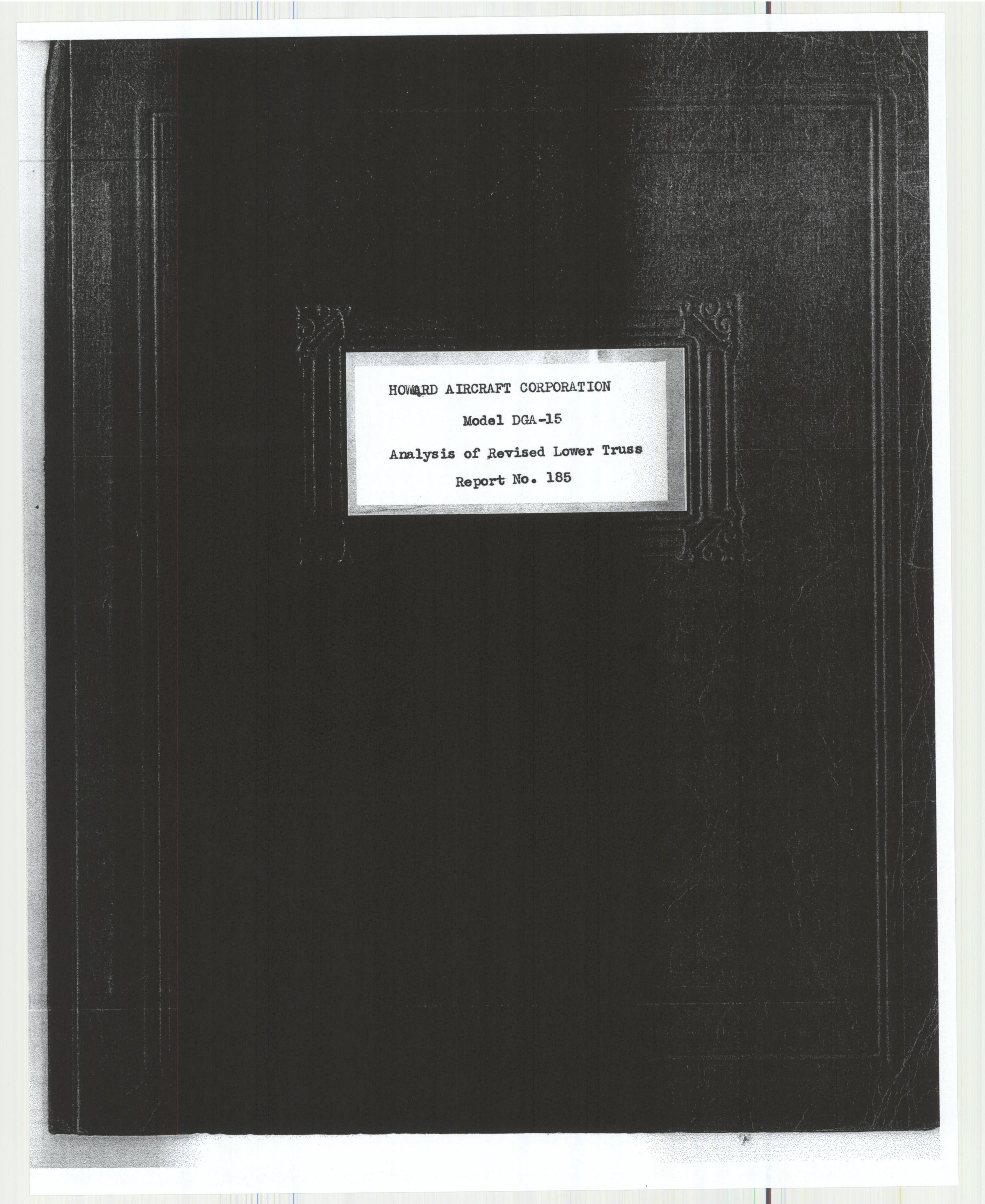 Sample page 1 from AirCorps Library document: Report 185, Analysis of Revised Lower Truss, DGA-15