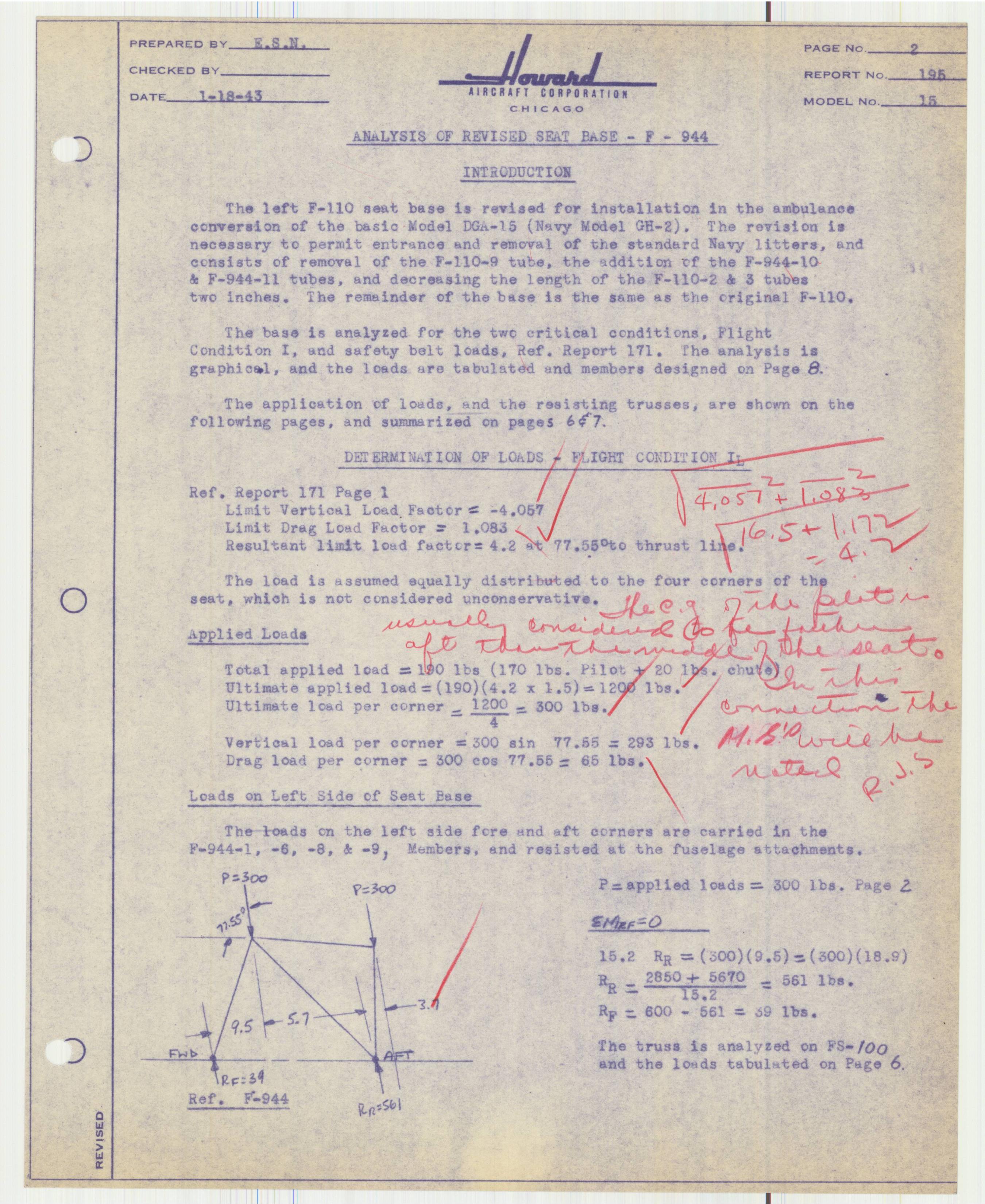 Sample page 3 from AirCorps Library document: Report 195, Analysis of Revised Seat Base, DGA-15