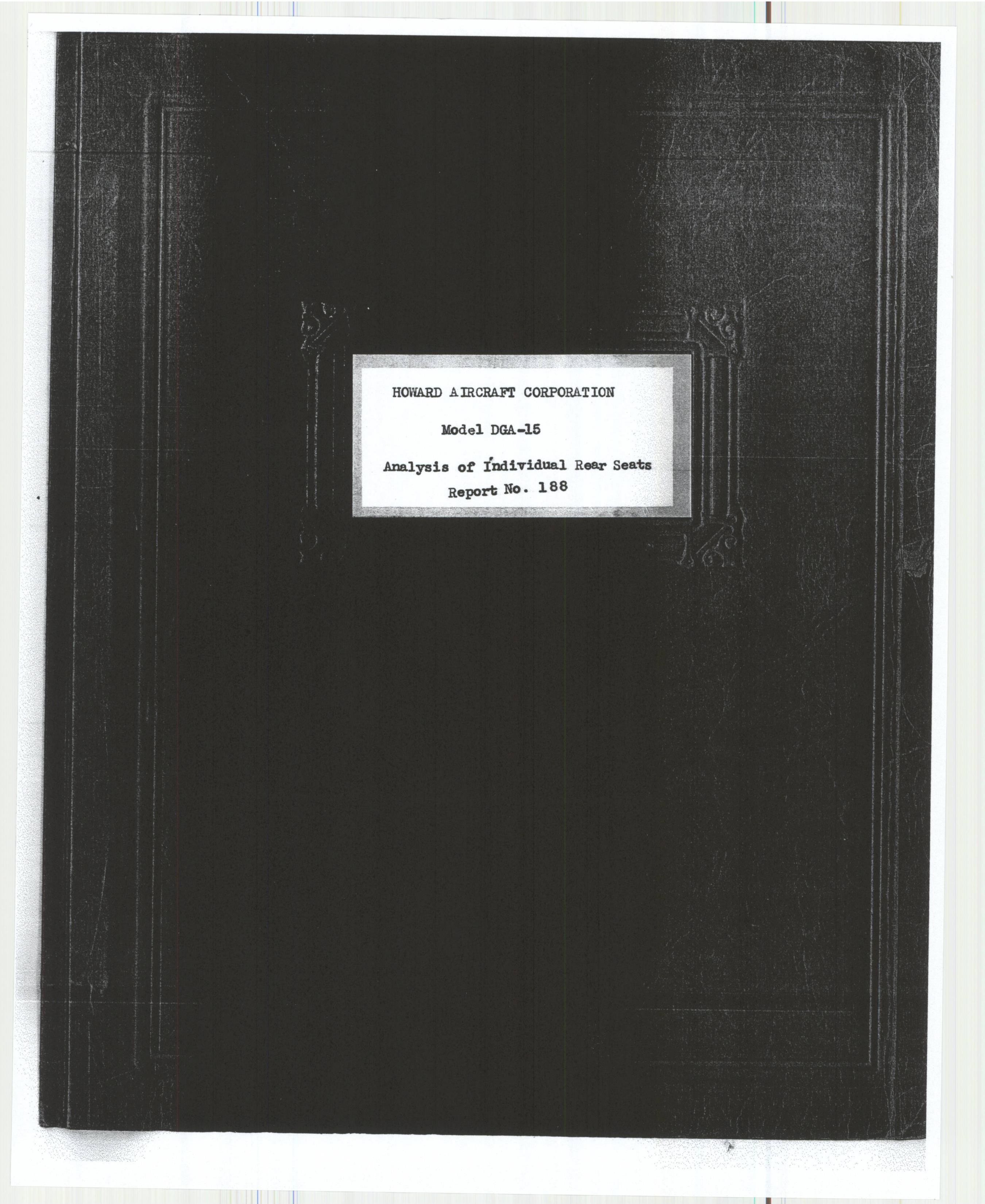 Sample page 1 from AirCorps Library document: Report 188, Analysis of Individual Rear Seats, DGA-15