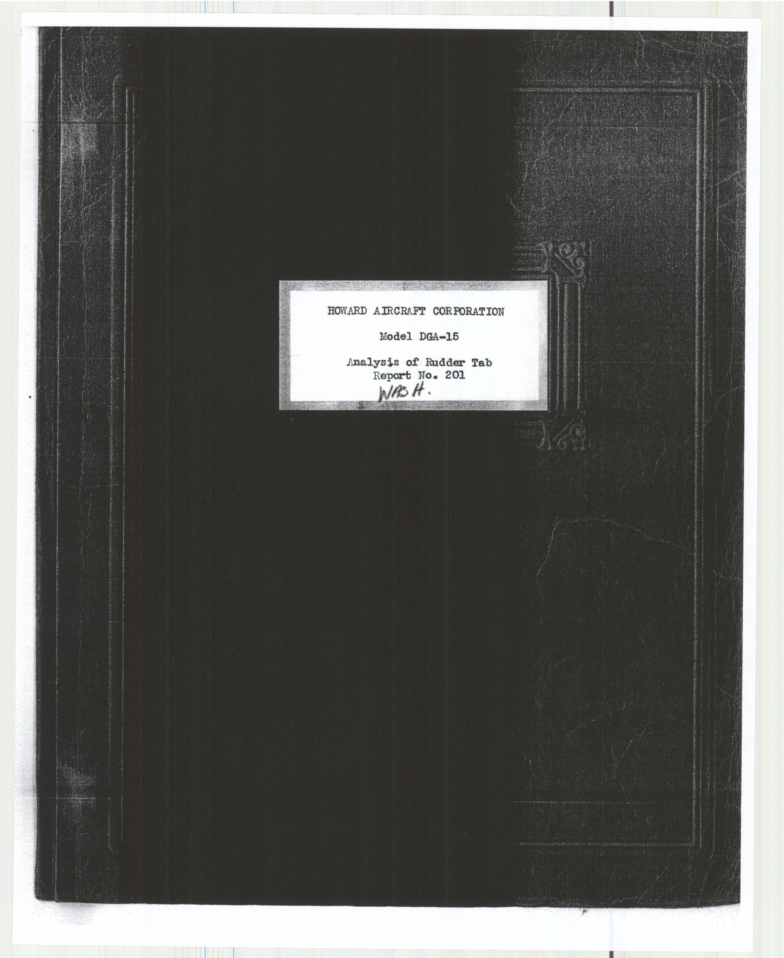 Sample page 1 from AirCorps Library document: Report 201, Analysis of Rudder Tab, DGA-15