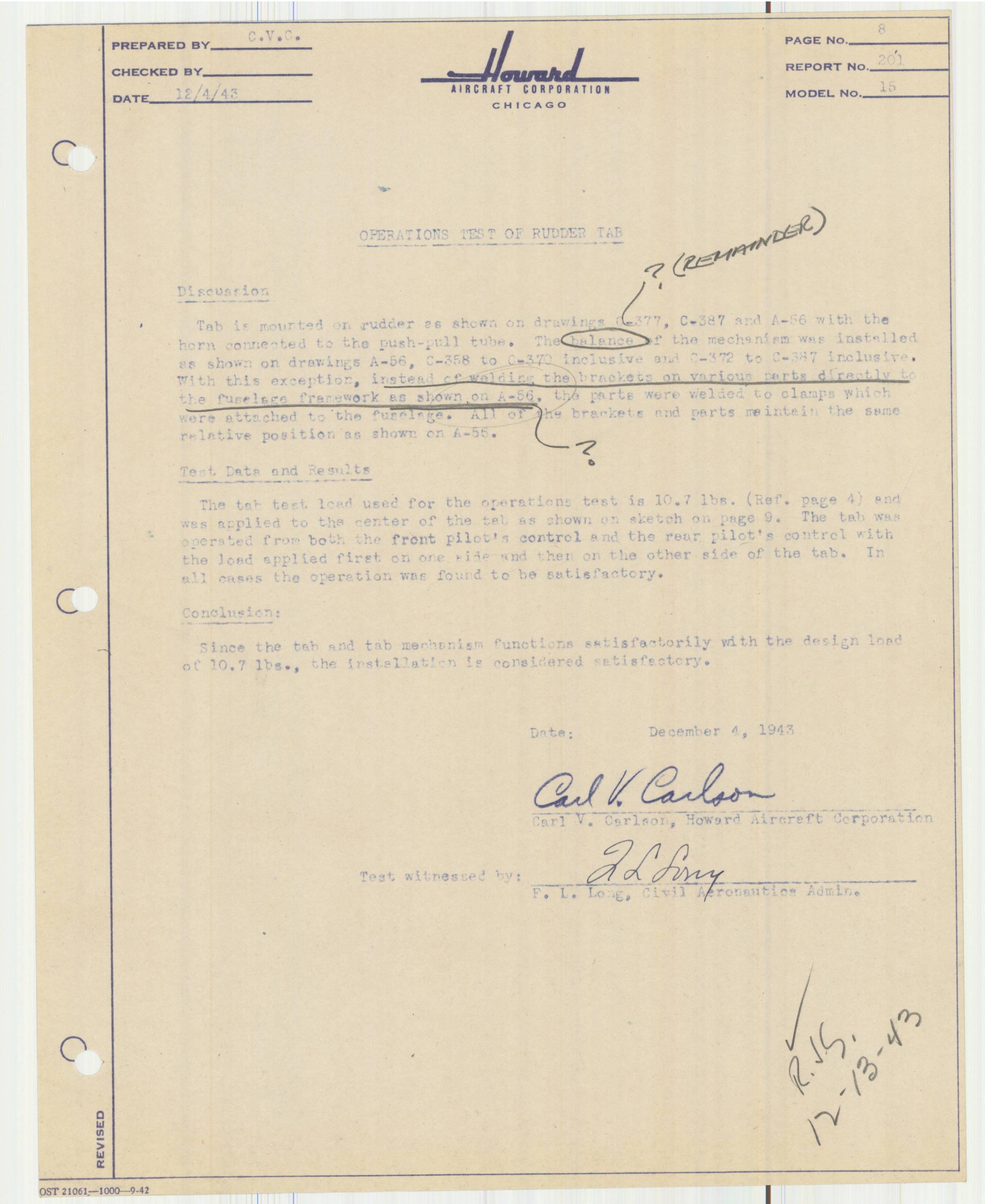 Sample page 22 from AirCorps Library document: Report 201, Analysis of Rudder Tab, DGA-15