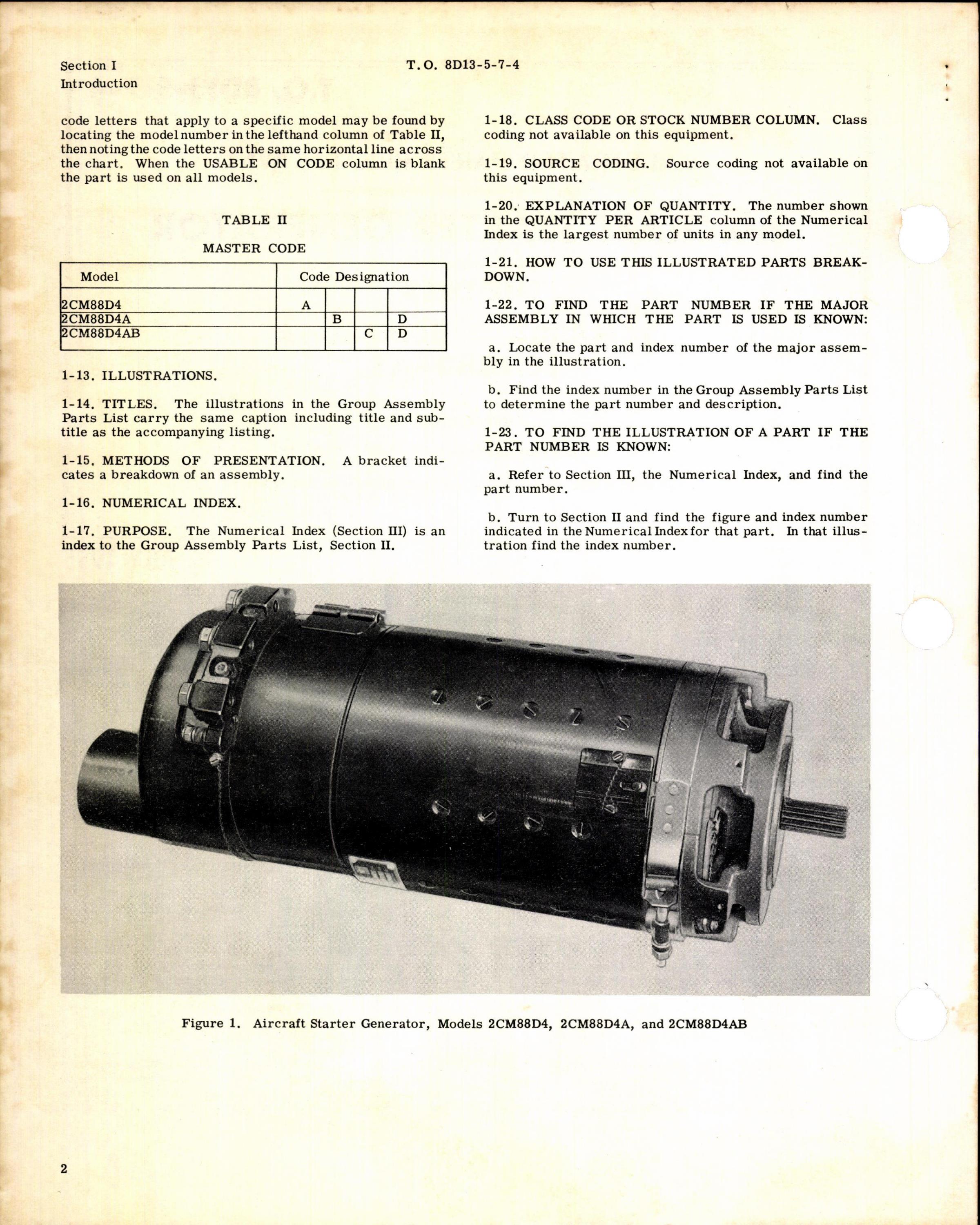 Sample page 2 from AirCorps Library document: Illustrated Parts Breakdown for Aircraft Starter Generator