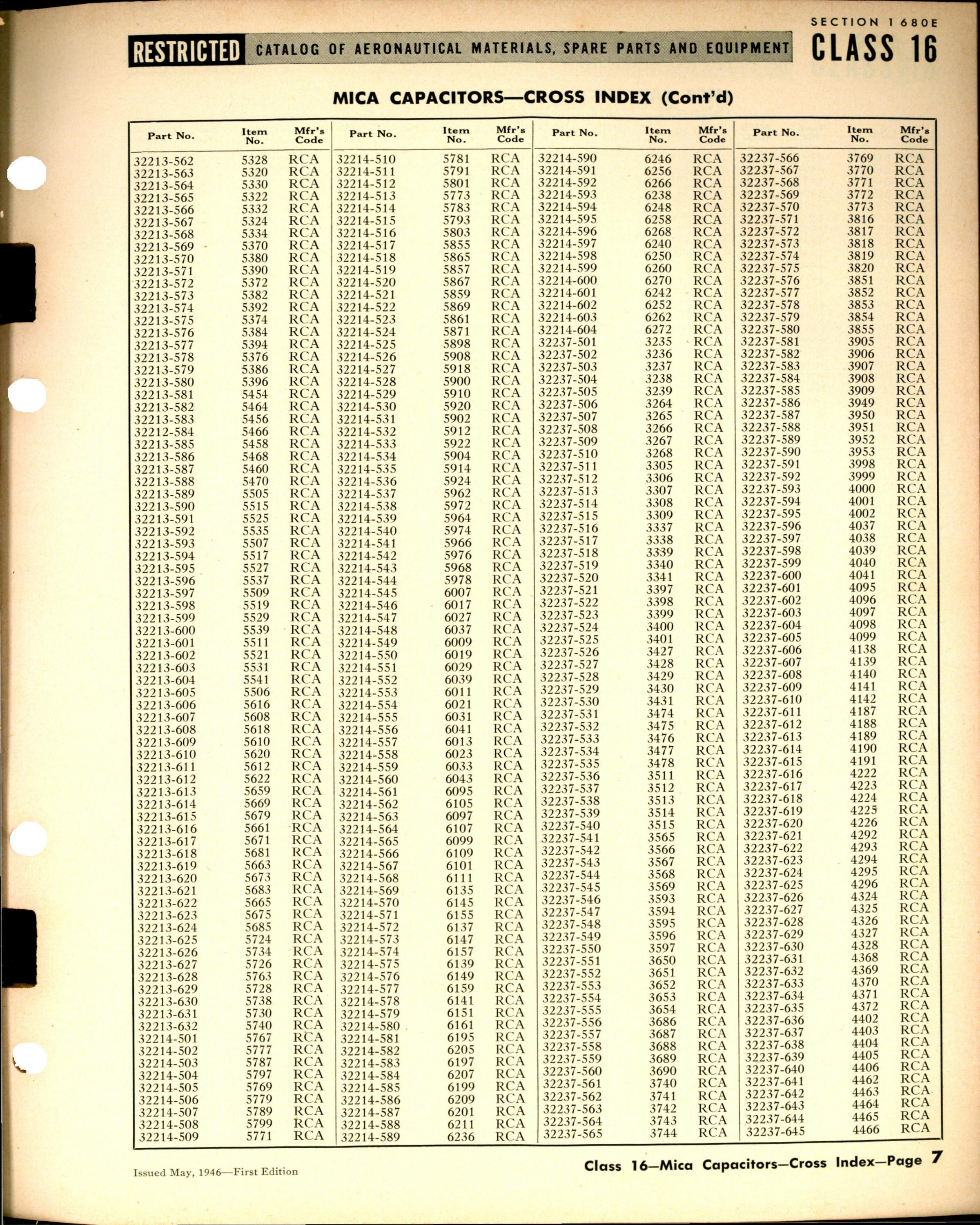 Sample page 7 from AirCorps Library document: Mica Capacitors Cross Index