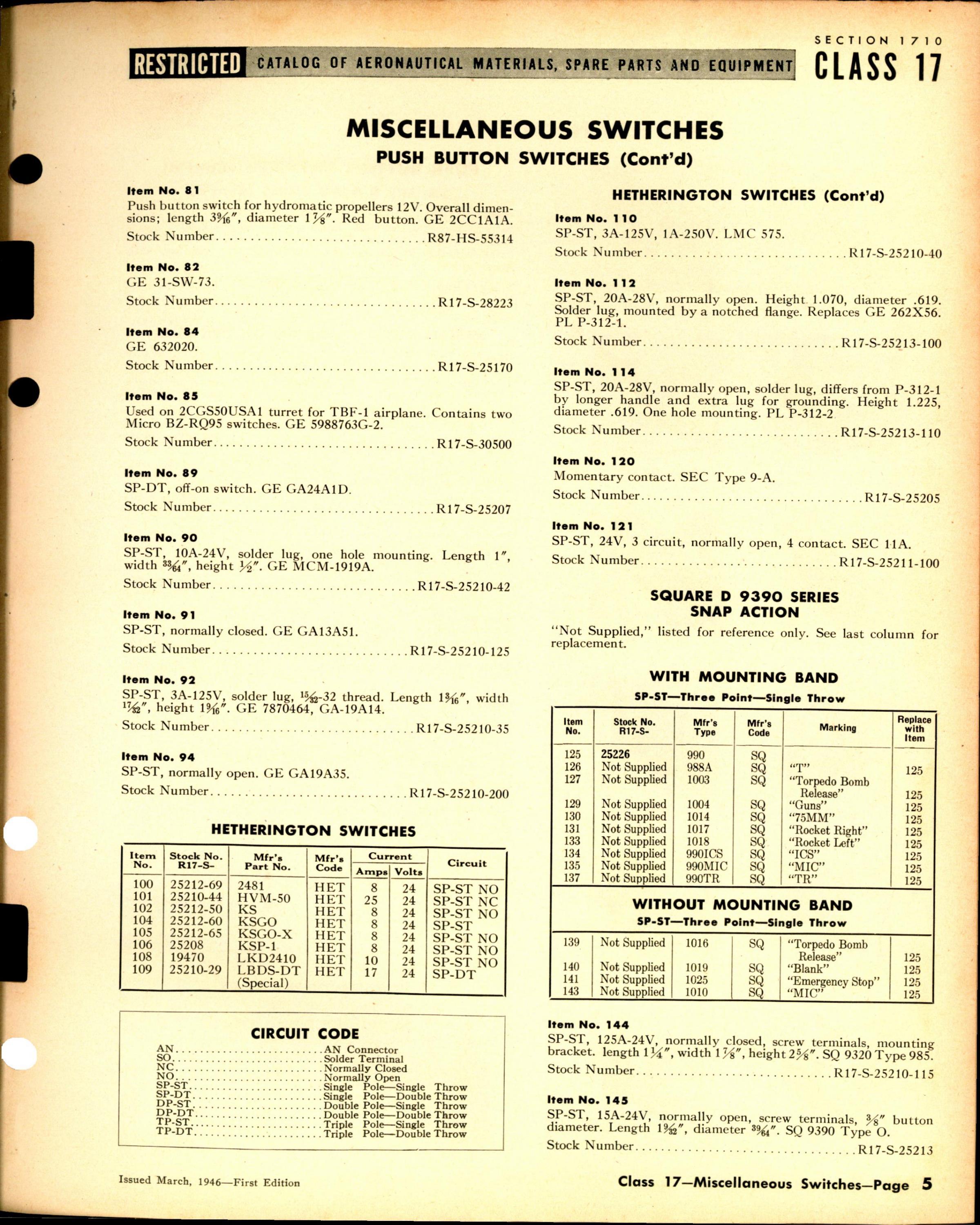 Sample page 5 from AirCorps Library document: Miscellaneous Switches