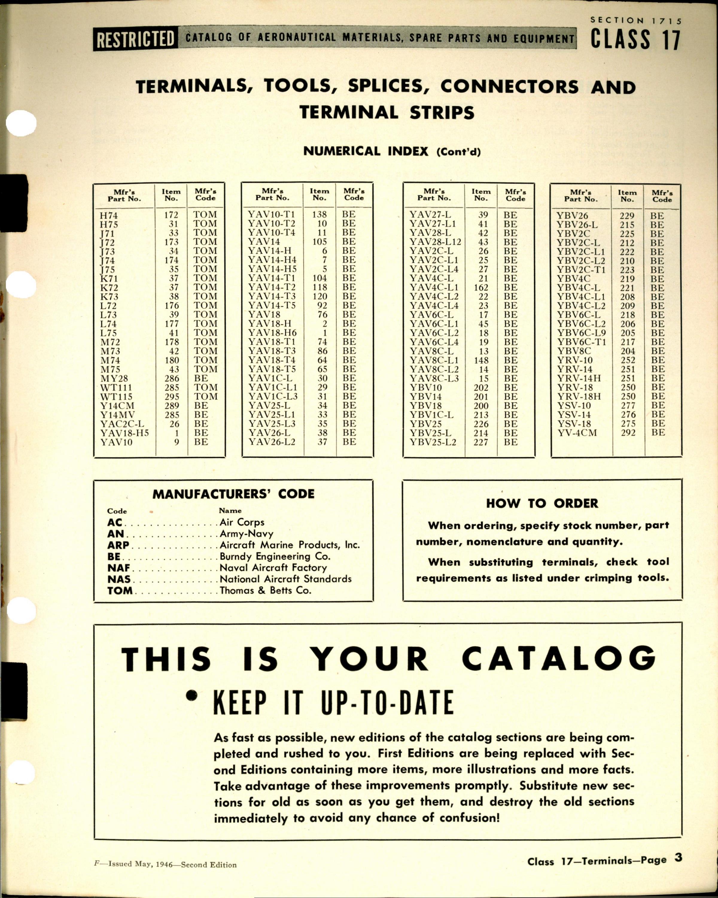 Sample page 3 from AirCorps Library document: Terminals, Tools, Splices, Connectors, & Terminal Strips