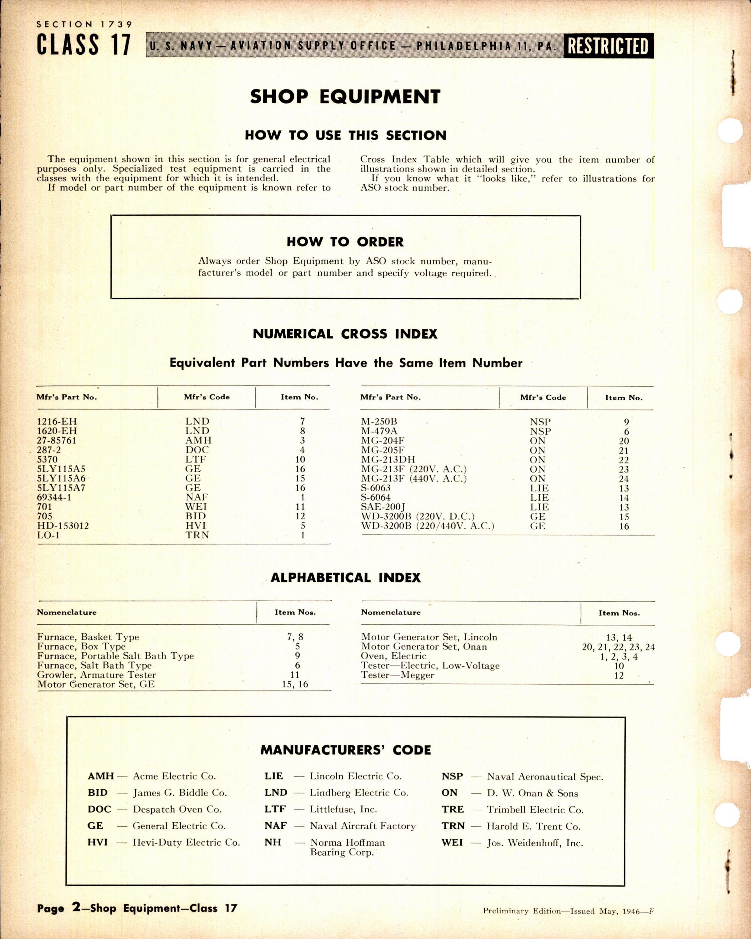 Sample page 2 from AirCorps Library document: Shop Equipment