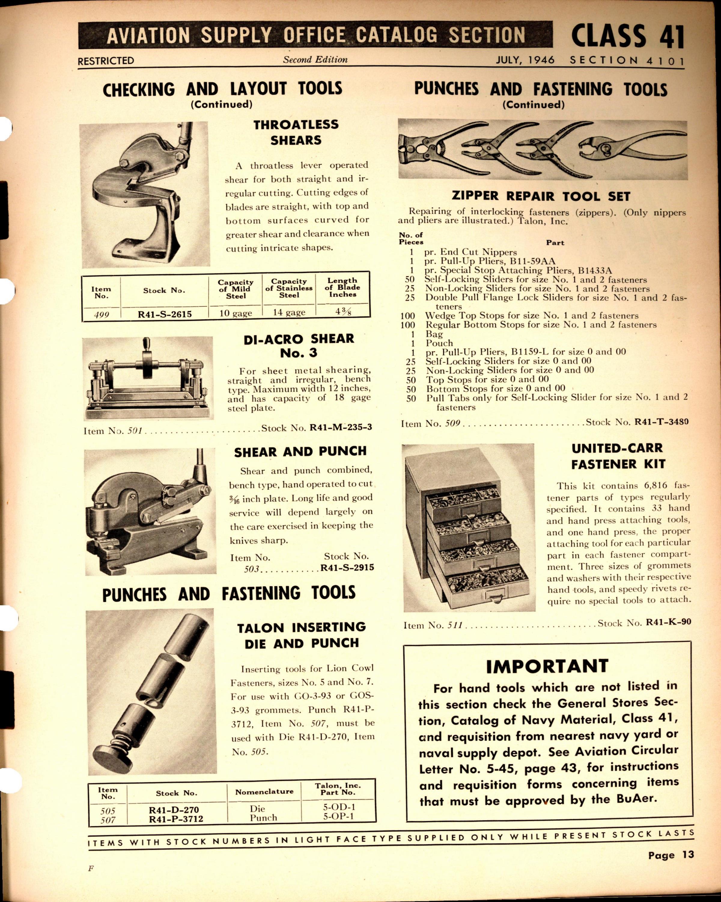 Sample page 13 from AirCorps Library document: Hand Tools