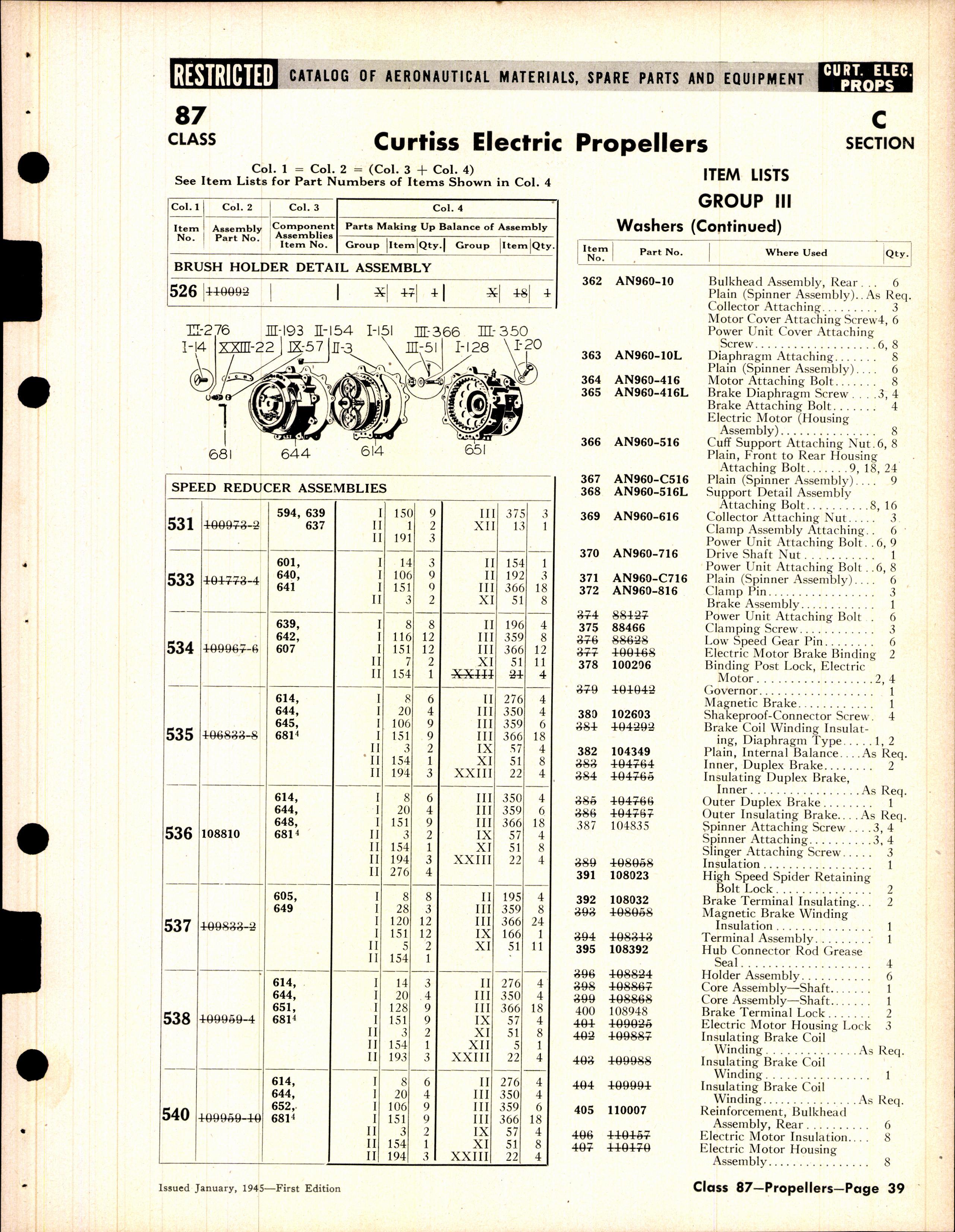 Sample page 39 from AirCorps Library document: Propeller Application and Parts