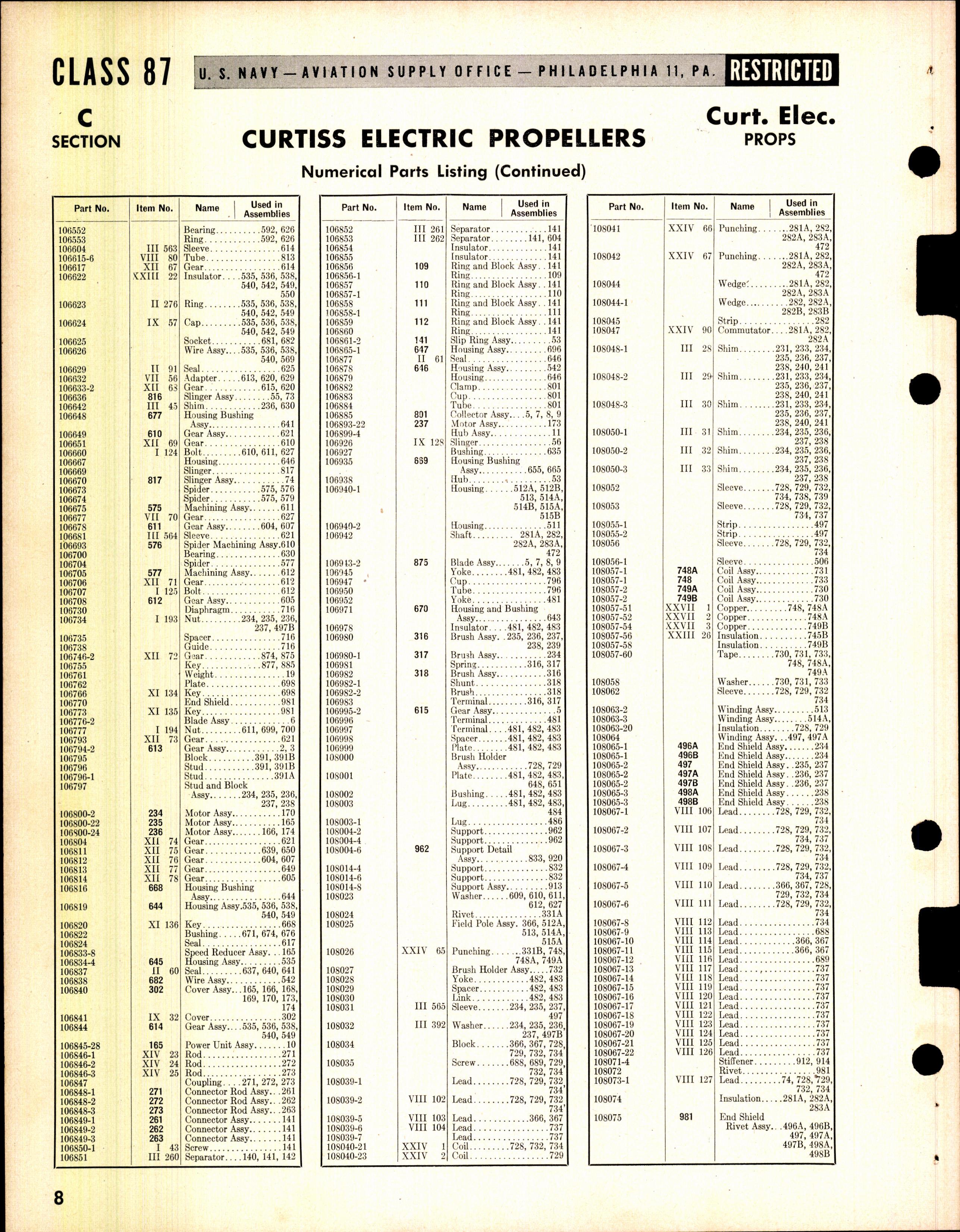 Sample page 8 from AirCorps Library document: Numerical Listing
