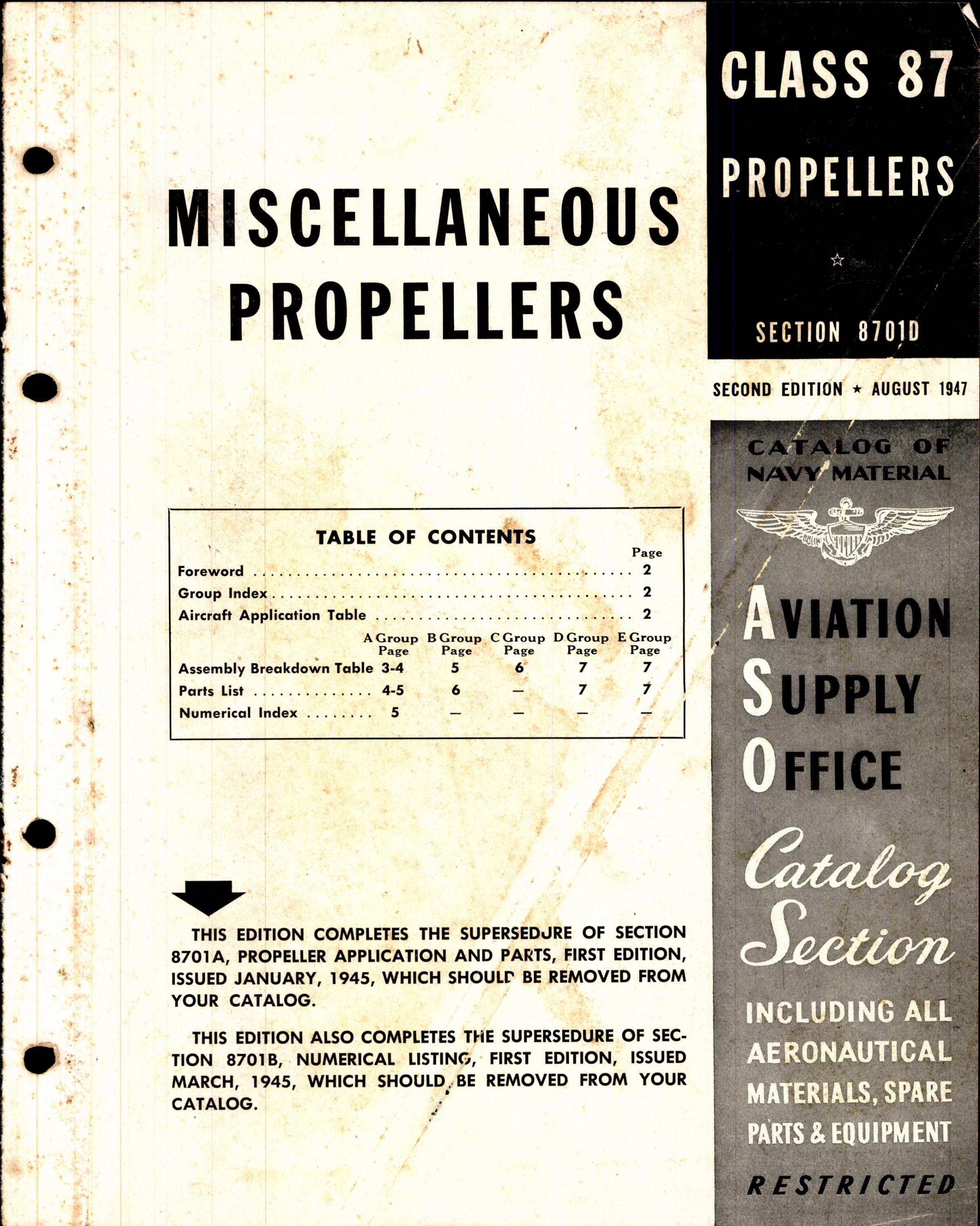 Sample page 1 from AirCorps Library document: Miscellaneous Propellers