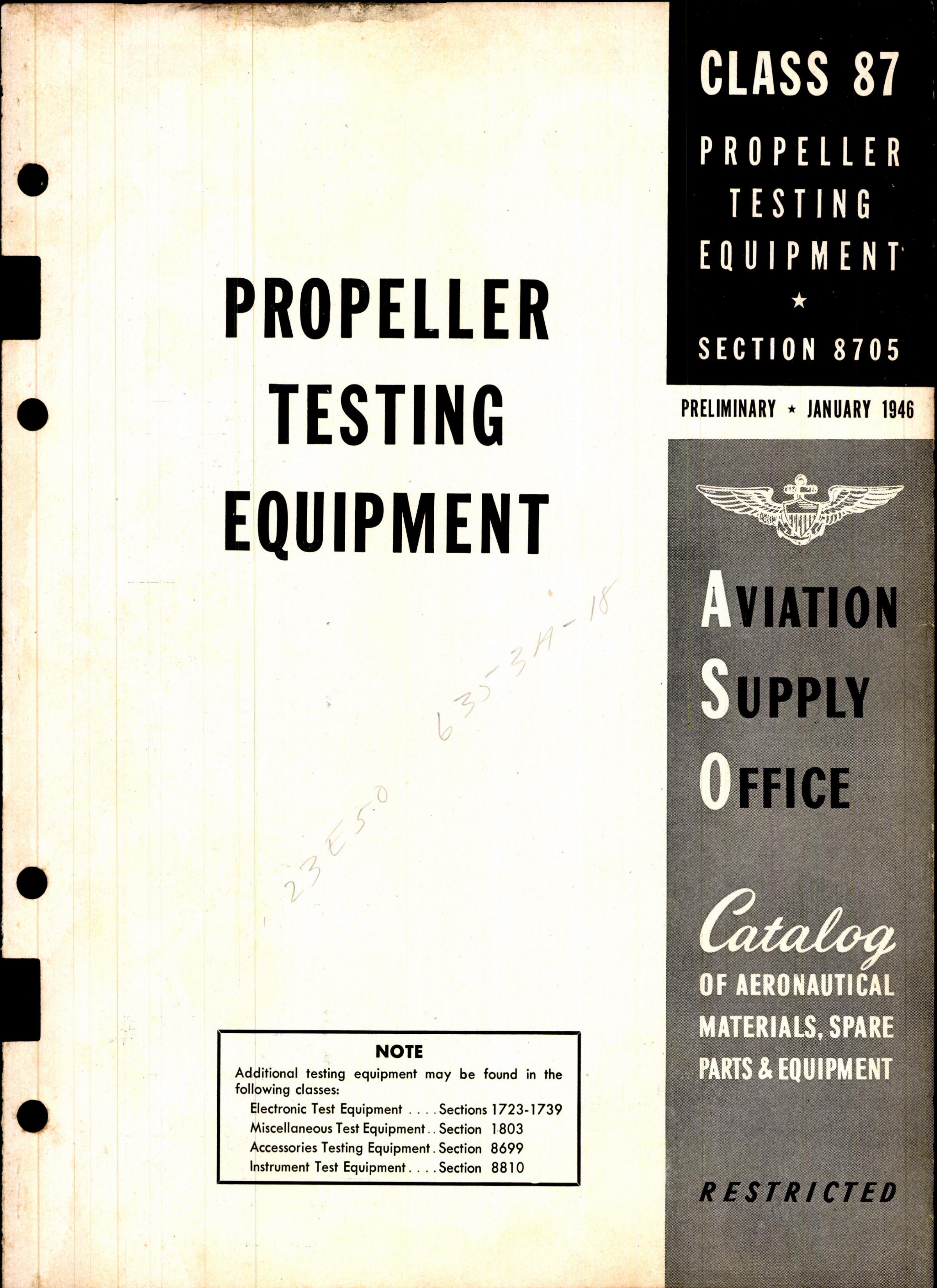 Sample page 1 from AirCorps Library document: Propeller Testing Equipment
