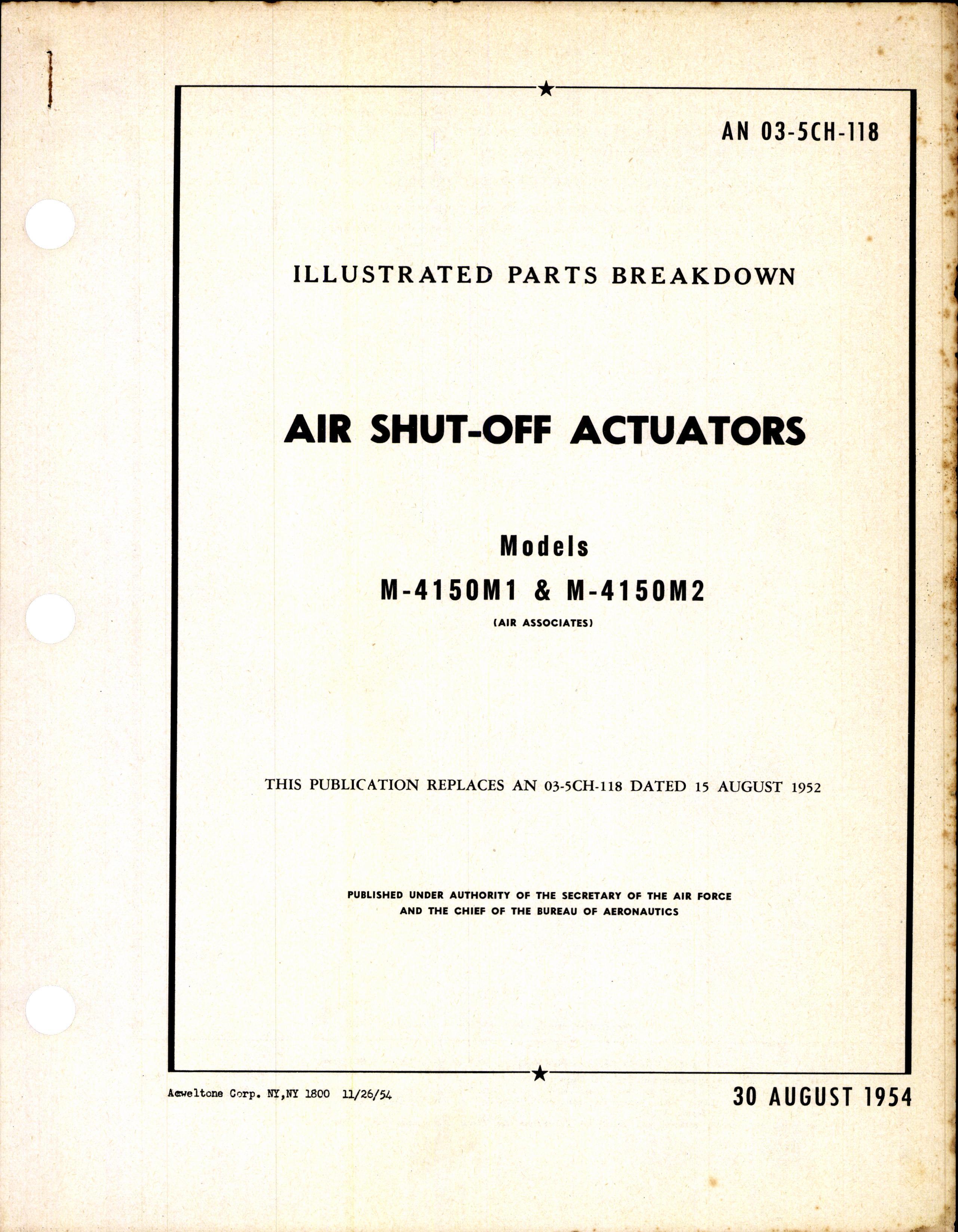 Sample page 1 from AirCorps Library document: Parts Breakdown for Air Shut-Off Actuators Models