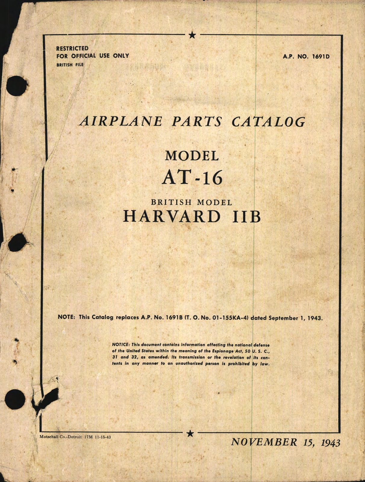 Sample page 1 from AirCorps Library document: Parts Catalog for AT-16 (Harvard IIB)