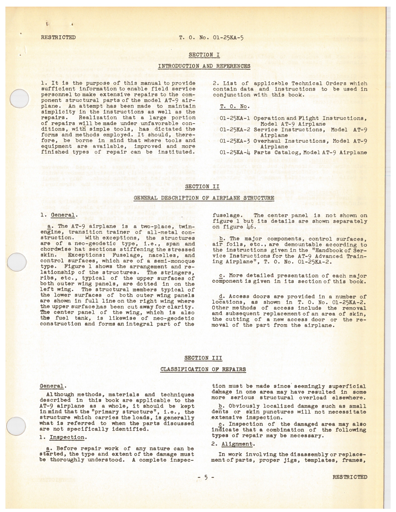 Sample page 7 from AirCorps Library document: Structural Repair Manual for the AT-9 Advanced Training Airplane