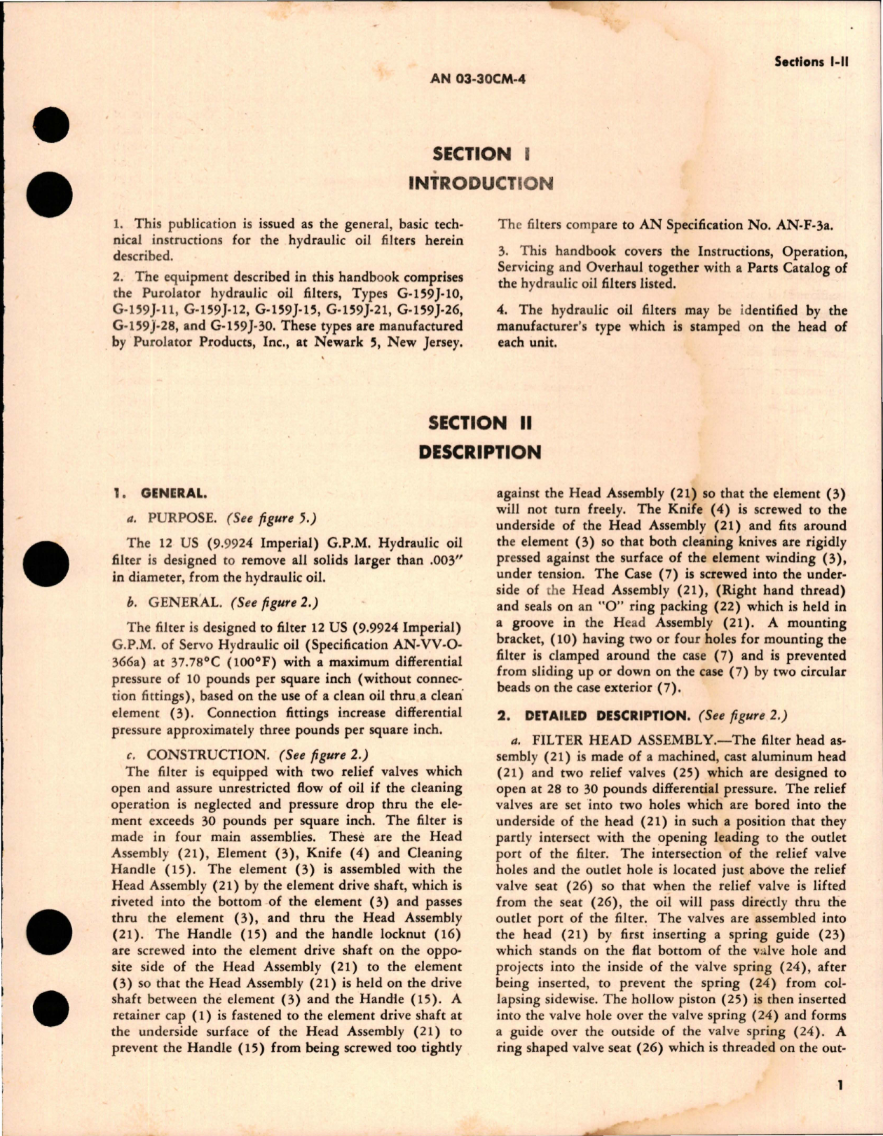 Sample page 7 from AirCorps Library document: Operation, Service and Overhaul Instructions with Parts Catalog for Hydraulic Oil Filters 