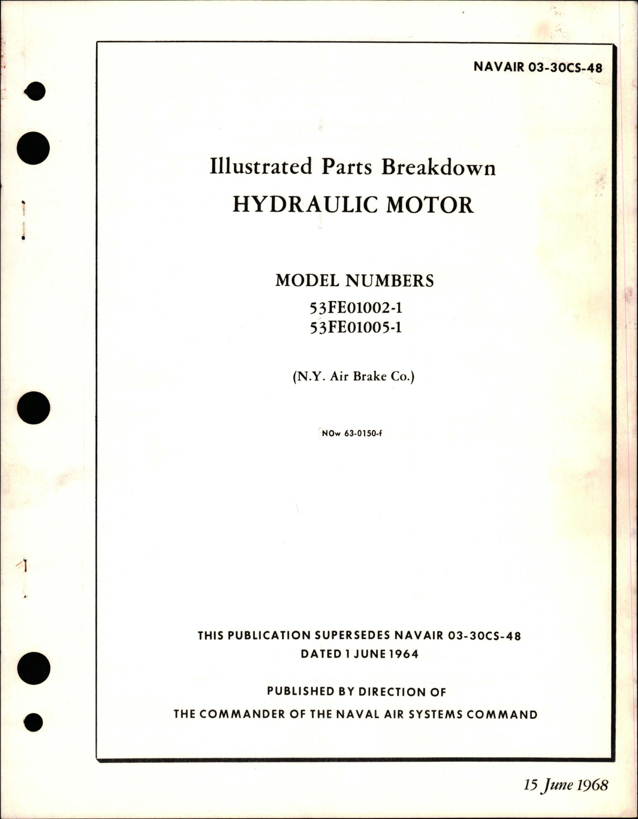 Sample page 1 from AirCorps Library document: Illustrated Parts Breakdown for Hydraulic Motor - Models 53FE01002-1 and 53FE01005-1