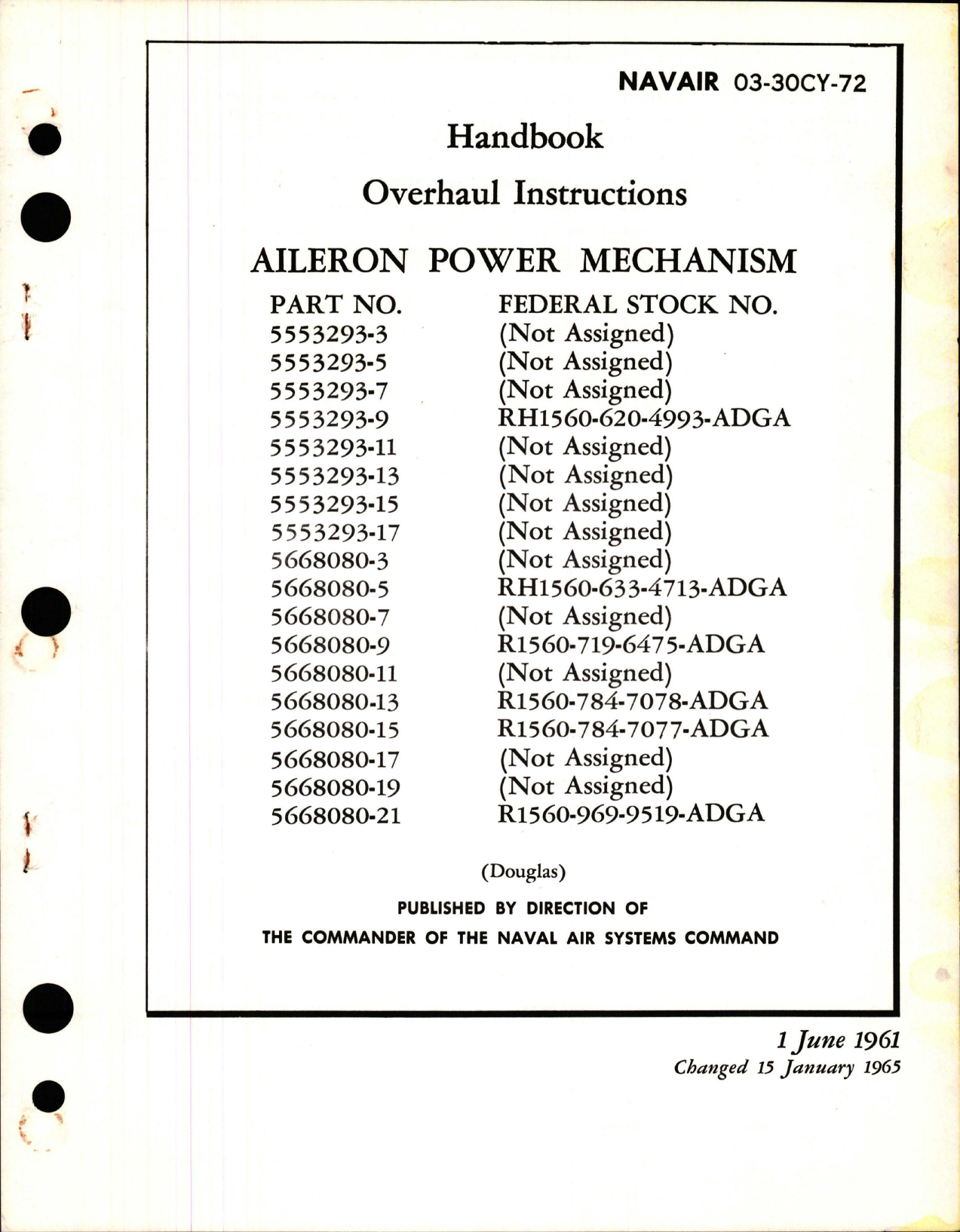 Sample page 1 from AirCorps Library document: Overhaul Instructions for Aileron Power Mechanism 