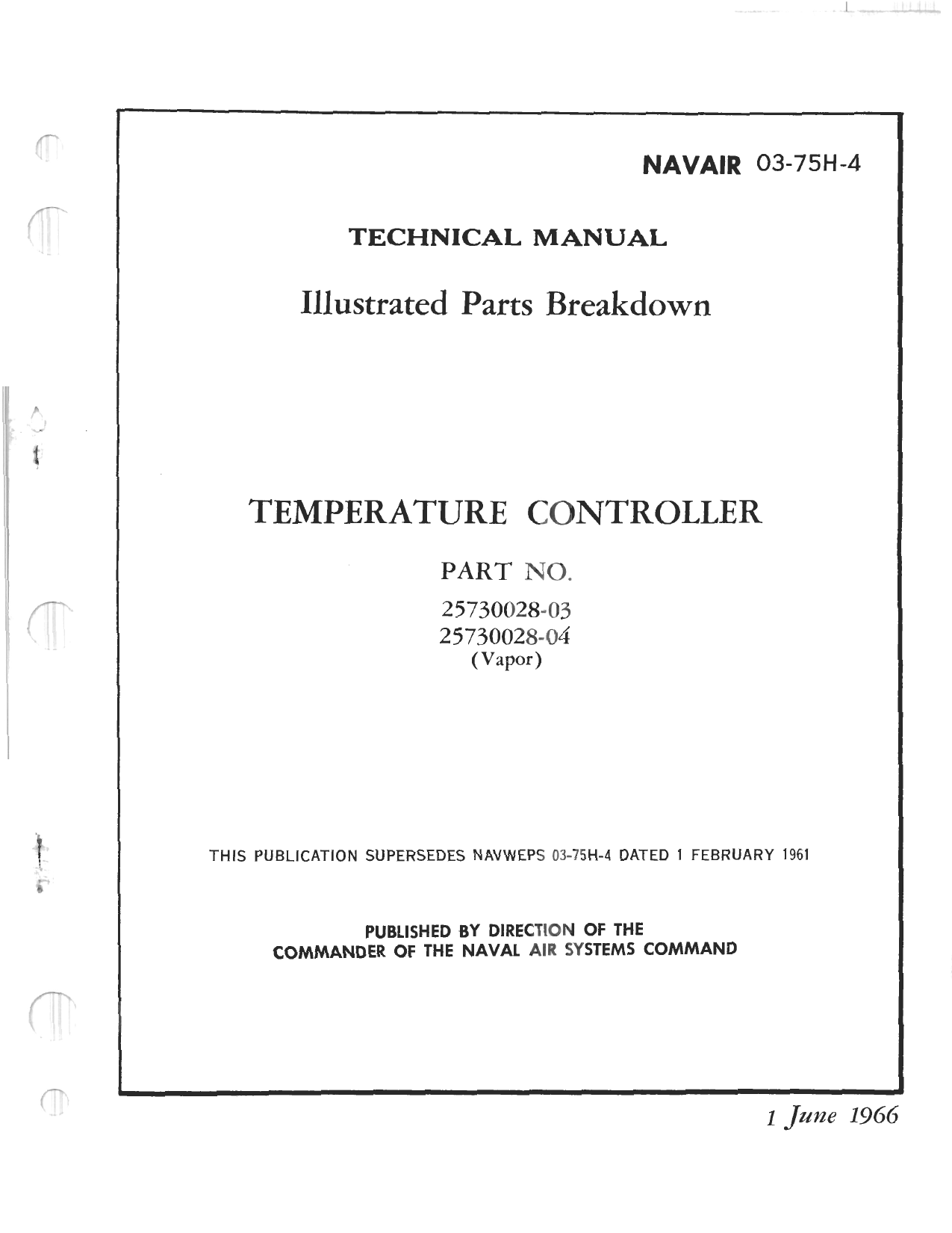 Sample page 1 from AirCorps Library document: Illustrated Parts Breakdown for Temperature Controller - Part 25730028-03 and 25730028-04