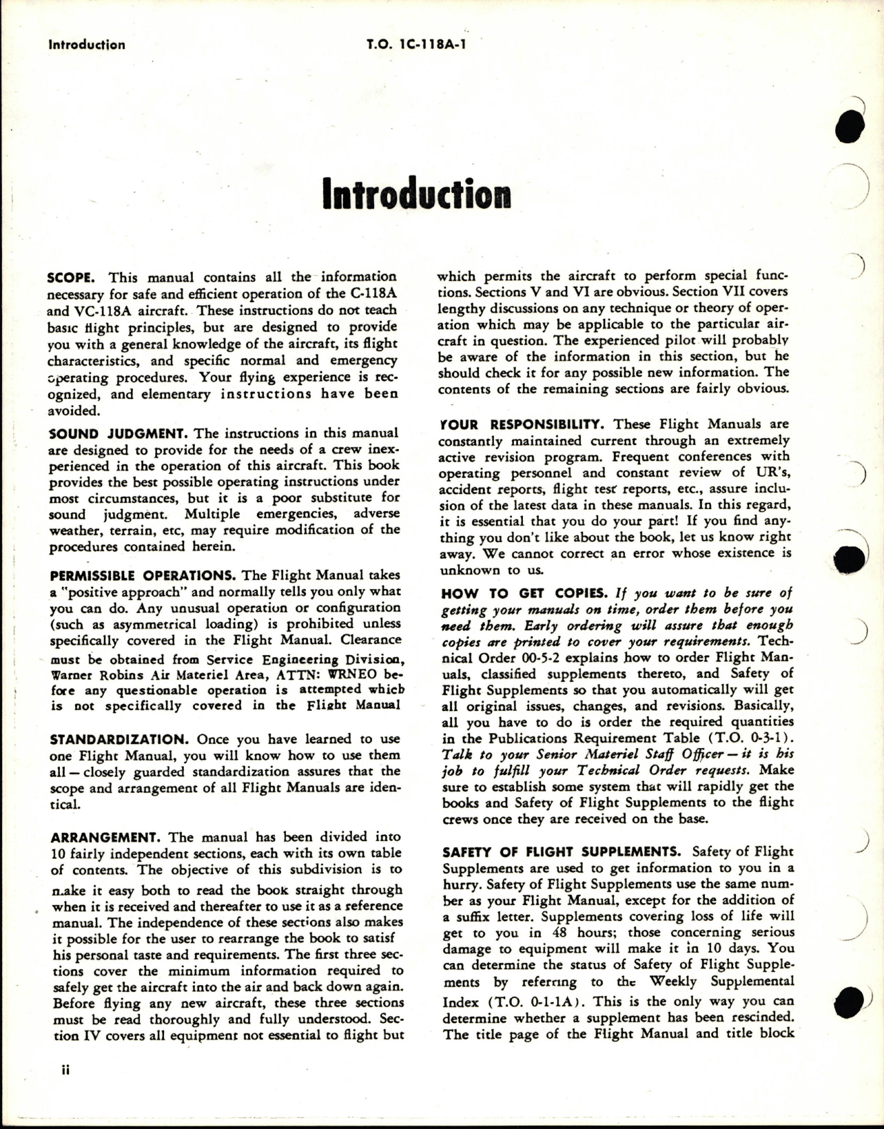 Sample page 7 from AirCorps Library document: Flight Manual for C-118A and VC-118A