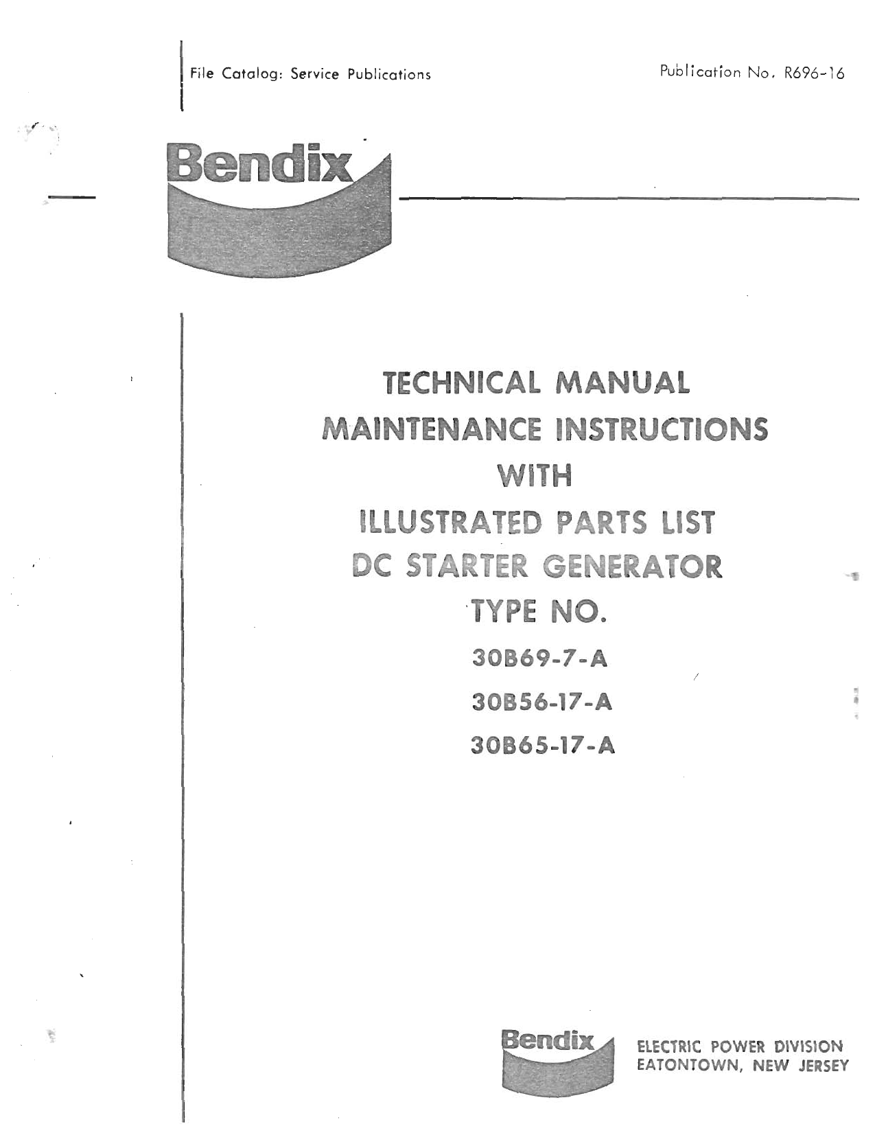 Sample page 1 from AirCorps Library document: Maintenance Instructions with Illustrated Parts List for DC Starter Generator - Type 30B69-7-A, 30B56-17-A, and 30B65-17-A