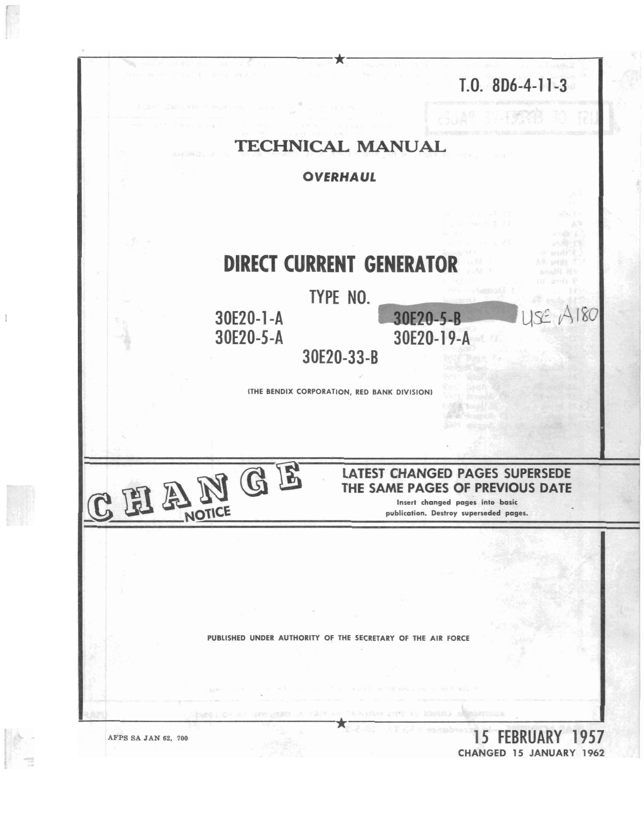 Sample page 1 from AirCorps Library document: Overhaul for Direct Current Generator - Types 30E20-1-A, 30E20-5-A, 30E20-5-B, 30E20-19-A, and 30E20-33-B 