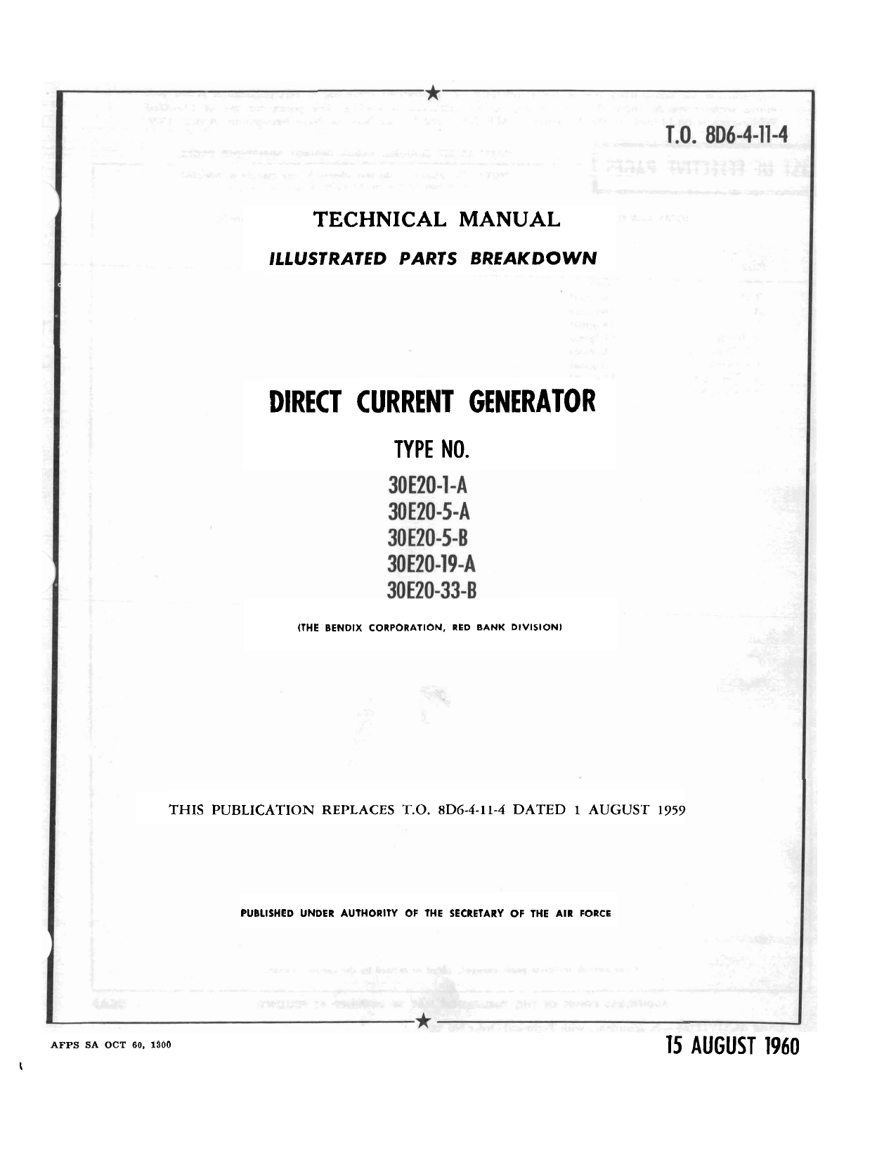 Sample page 1 from AirCorps Library document: Illustrated Parts Breakdown for Direct Current Generator - Types 30E20-1-A, 30E20-5-A, 30E20-5-B, 30E20-19-A, and 30E20-33-B 