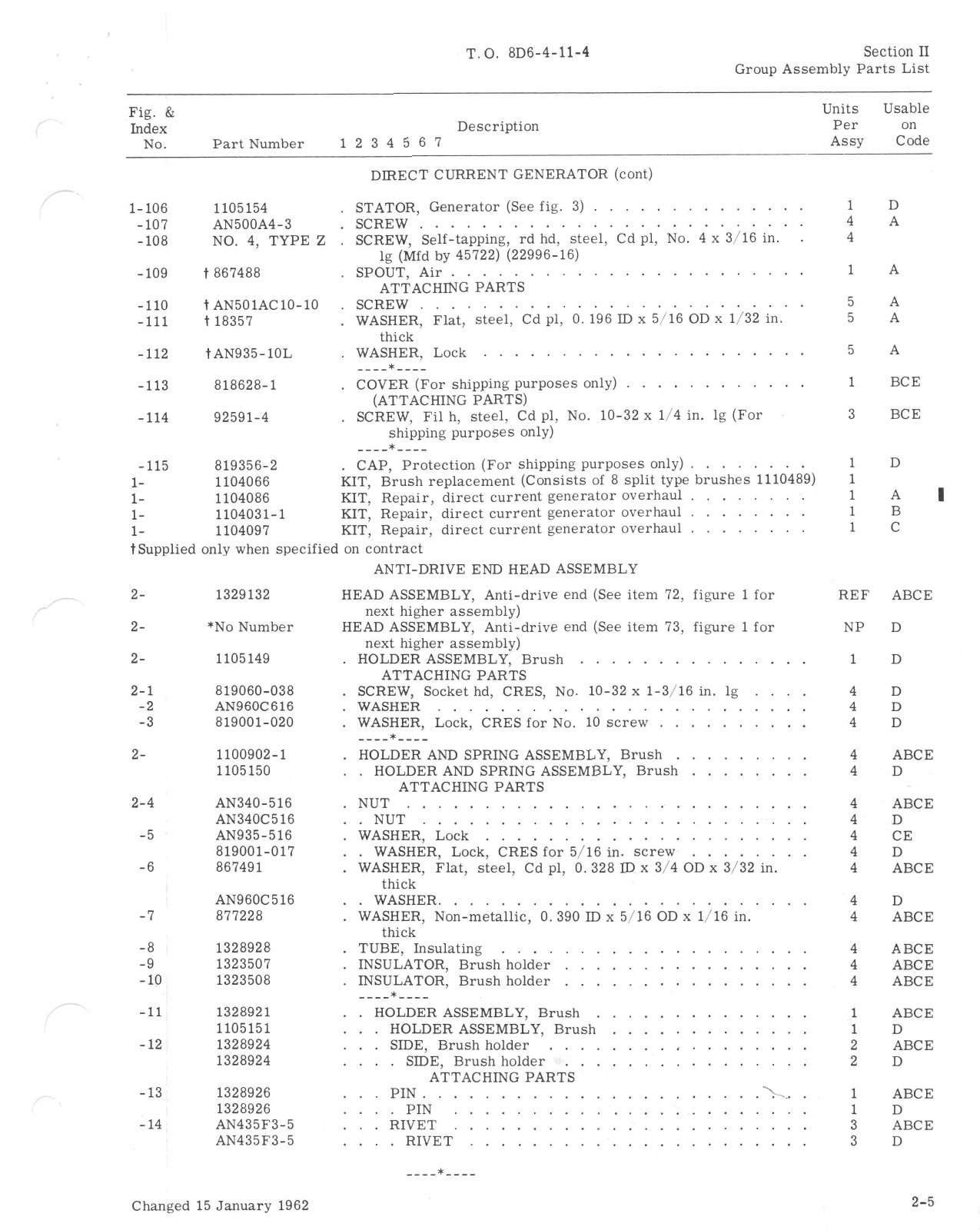 Sample page 7 from AirCorps Library document: Illustrated Parts Breakdown for Direct Current Generator - Types 30E20-1-A, 30E20-5-A, 30E20-5-B, 30E20-19-A, and 30E20-33-B