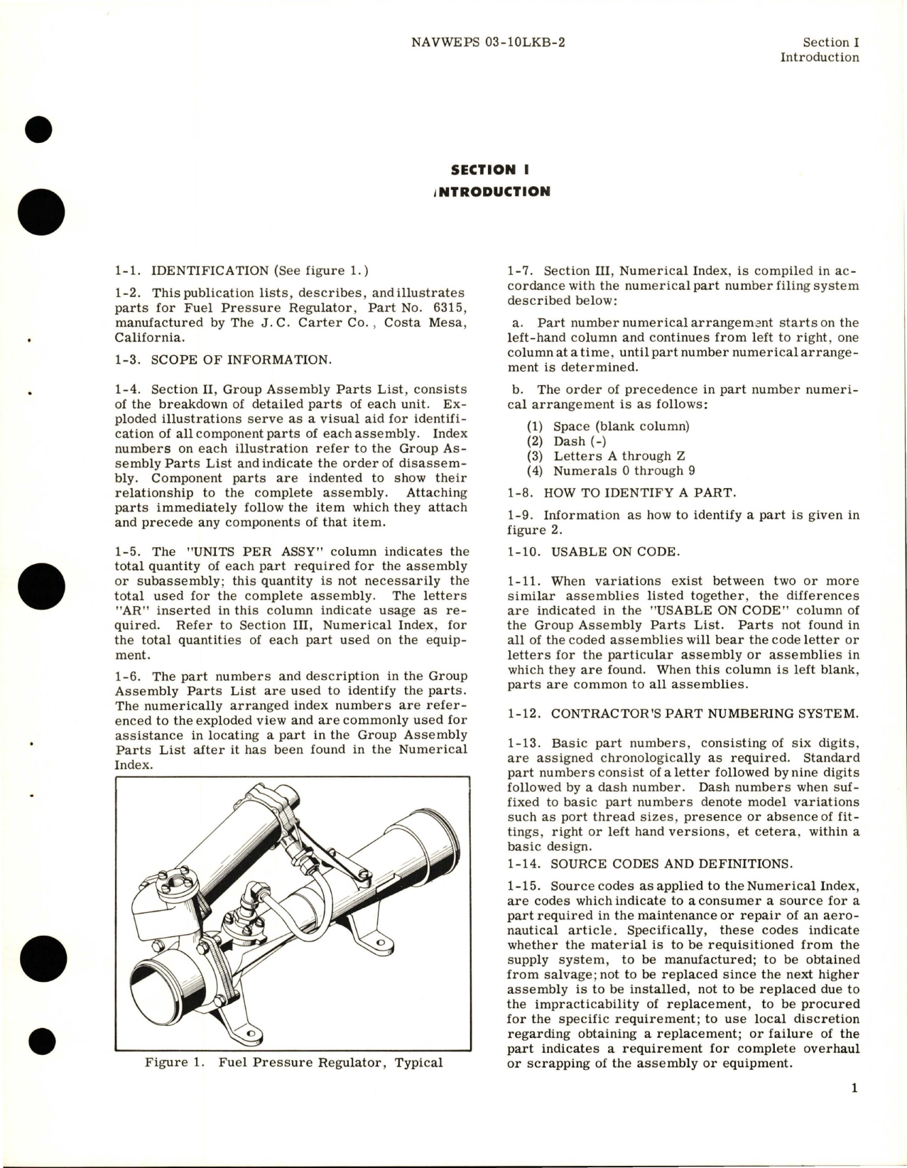 Sample page 5 from AirCorps Library document: Illustrated Parts Breakdown for Fuel Pressure Regulator - Part 6315