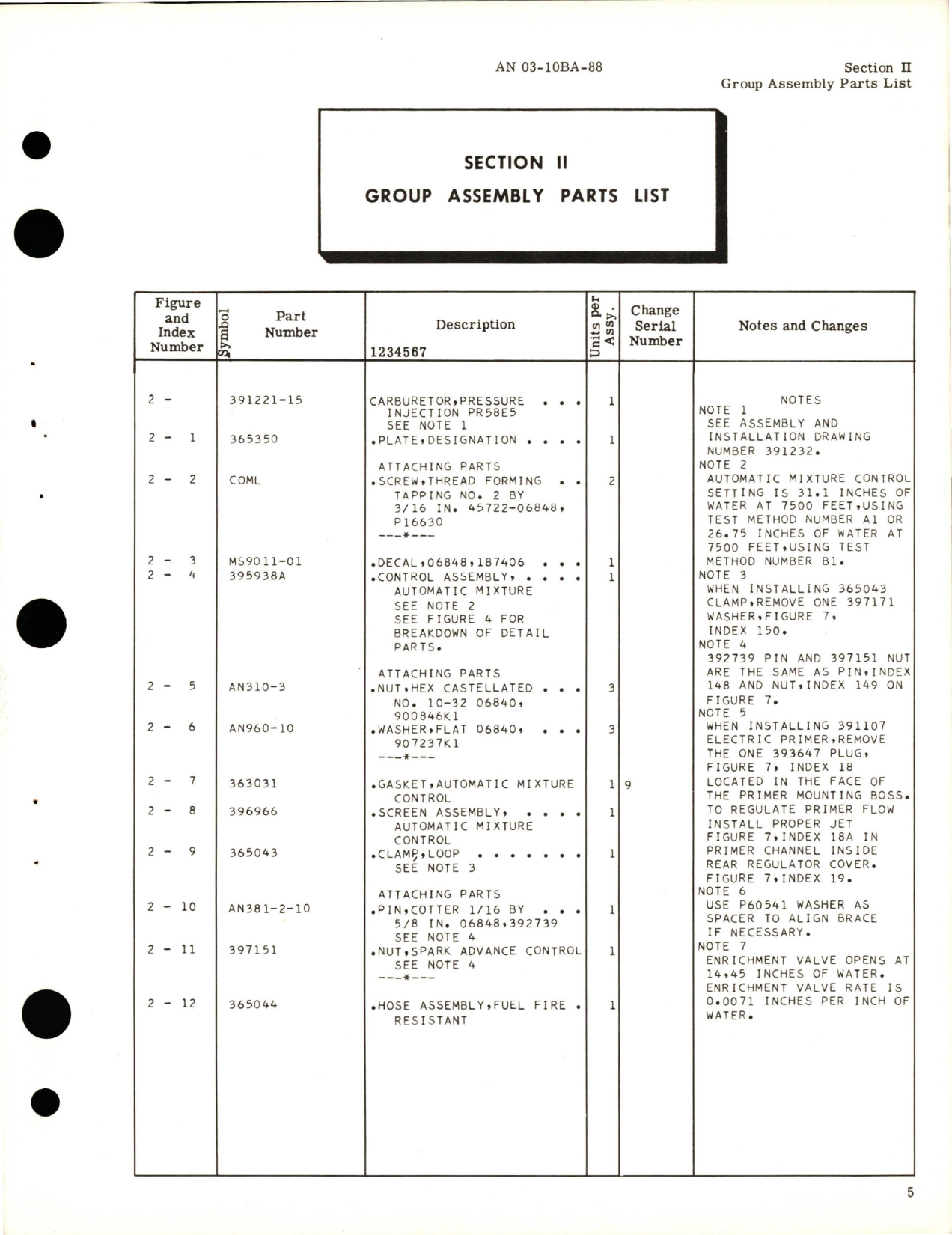 Sample page 7 from AirCorps Library document: Illustrated Parts Breakdown for Injection Carburetor - Model PR-58E5 