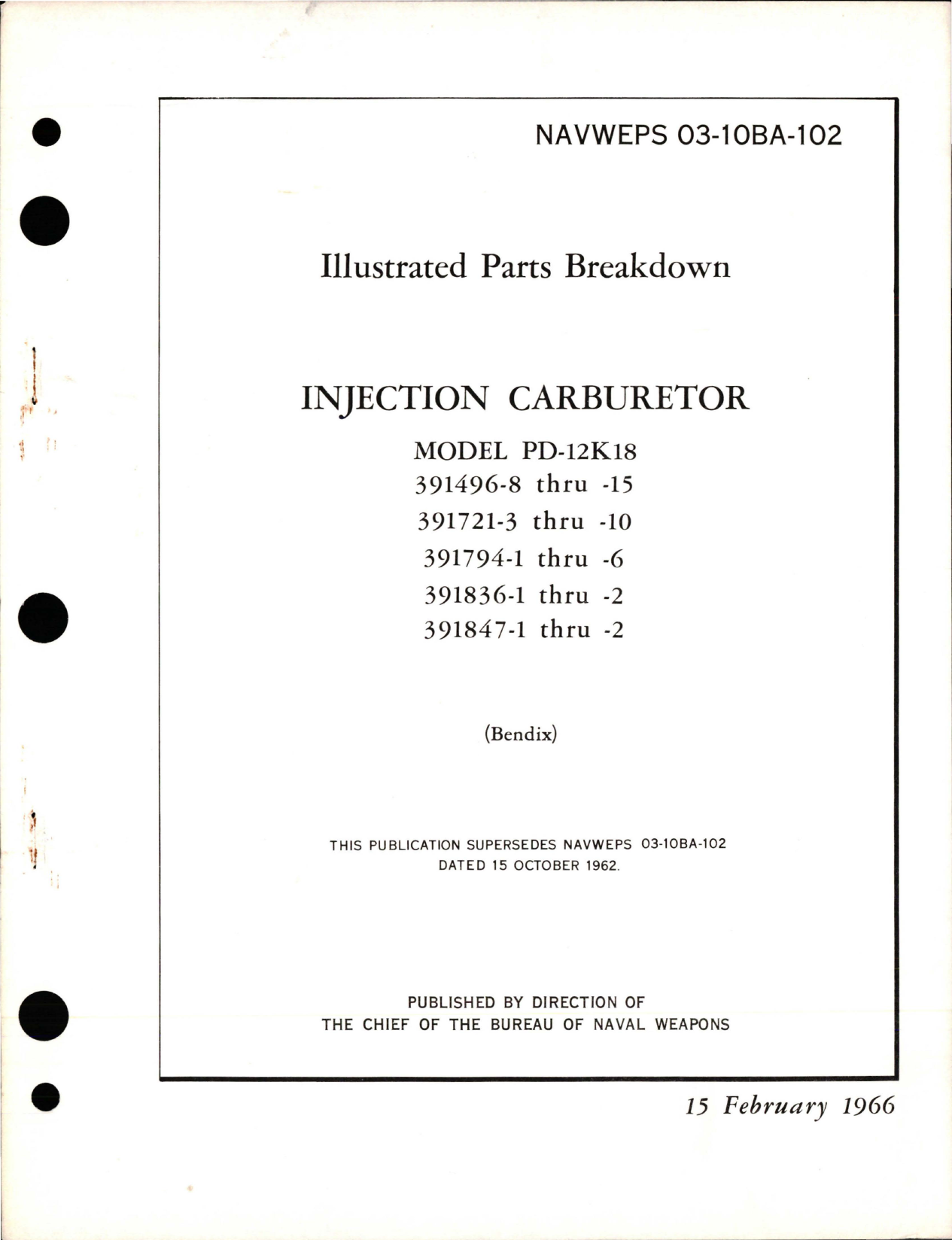 Sample page 1 from AirCorps Library document: Illustrated Parts Breakdown for Injection Carburetor - Model PD-12K18