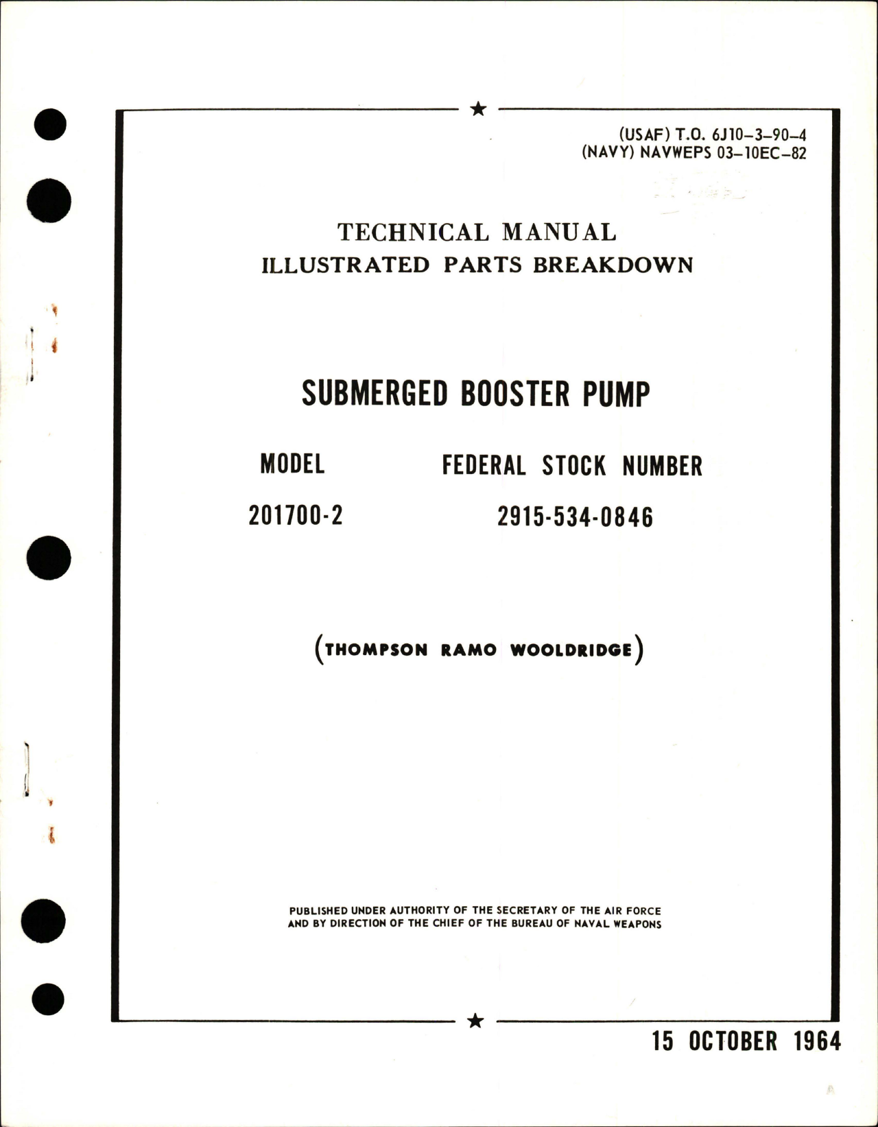Sample page 1 from AirCorps Library document: Illustrated Parts for Submerged Booster Pump - Model 201700-2 