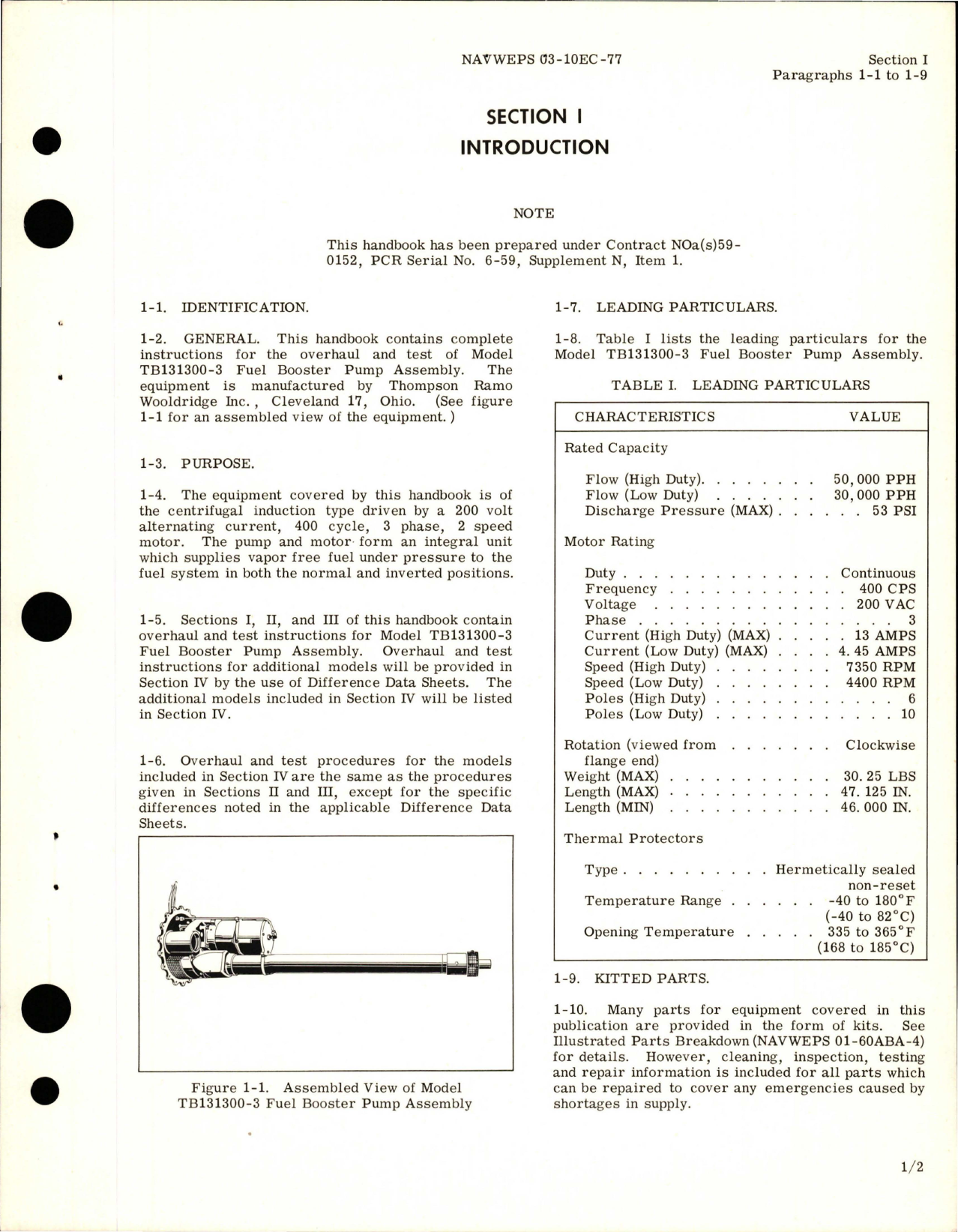 Sample page 5 from AirCorps Library document: Overhaul Instructions for Fuel Booster Pump - Models TB131300-3 