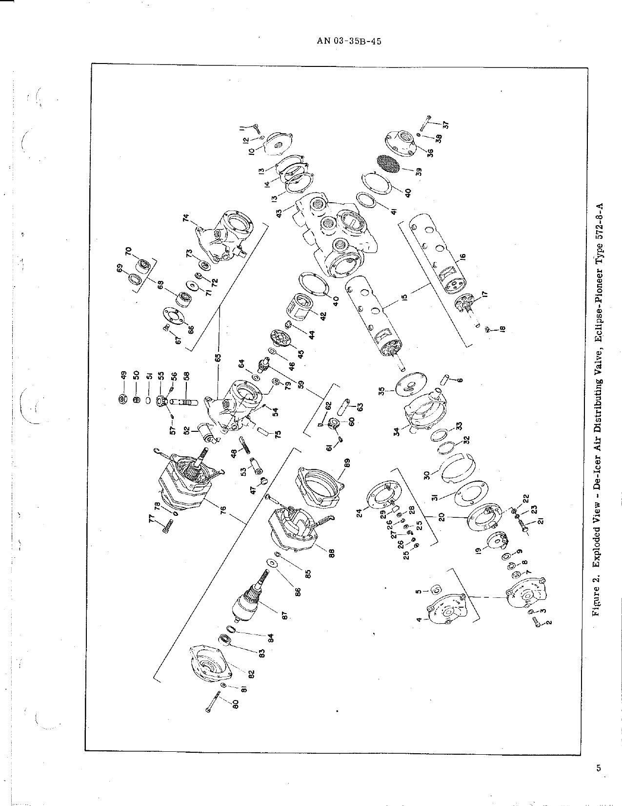 Sample page 5 from AirCorps Library document: Overhaul Instructions with Parts Breakdown for 5-Way Rotary De-Icer Air Distributing Valve - Type 572-8-A 