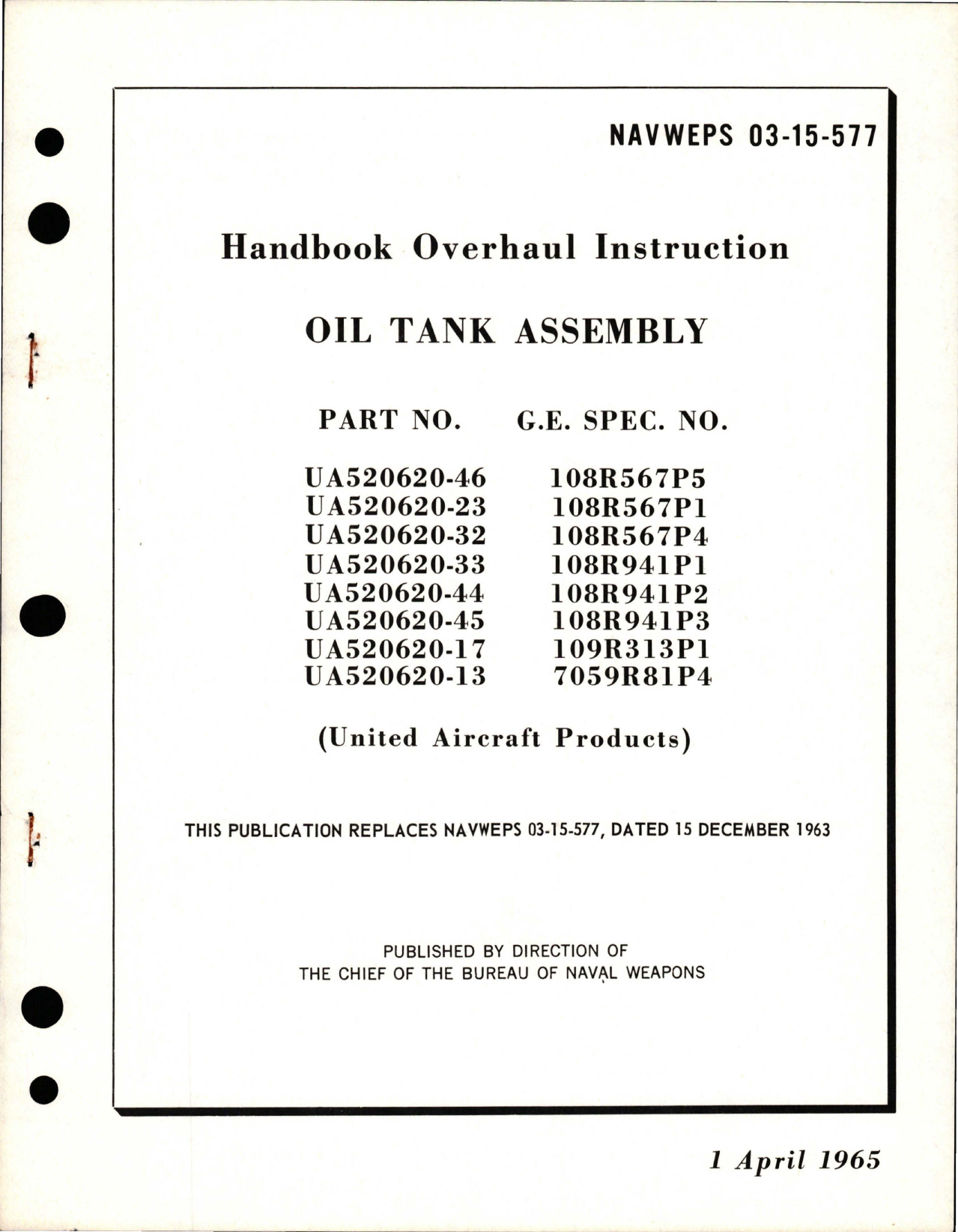 Sample page 1 from AirCorps Library document: Overhaul Instructions for Oil Tank Assembly