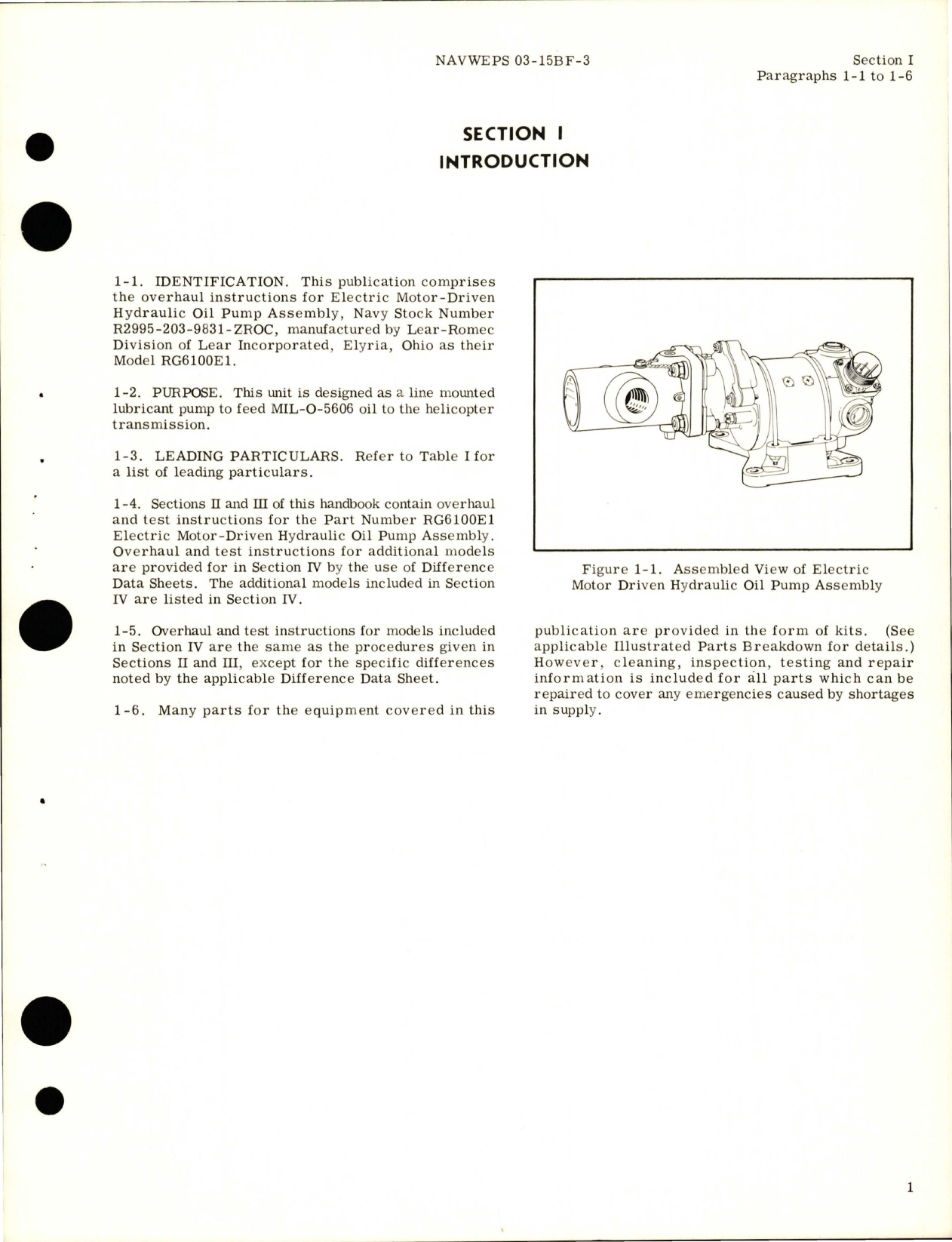 Sample page 5 from AirCorps Library document: Overhaul Instructions for Electric Motor-Driven Hydraulic Oil Pump Assembly - Parts RG6100E1 and RG6100H