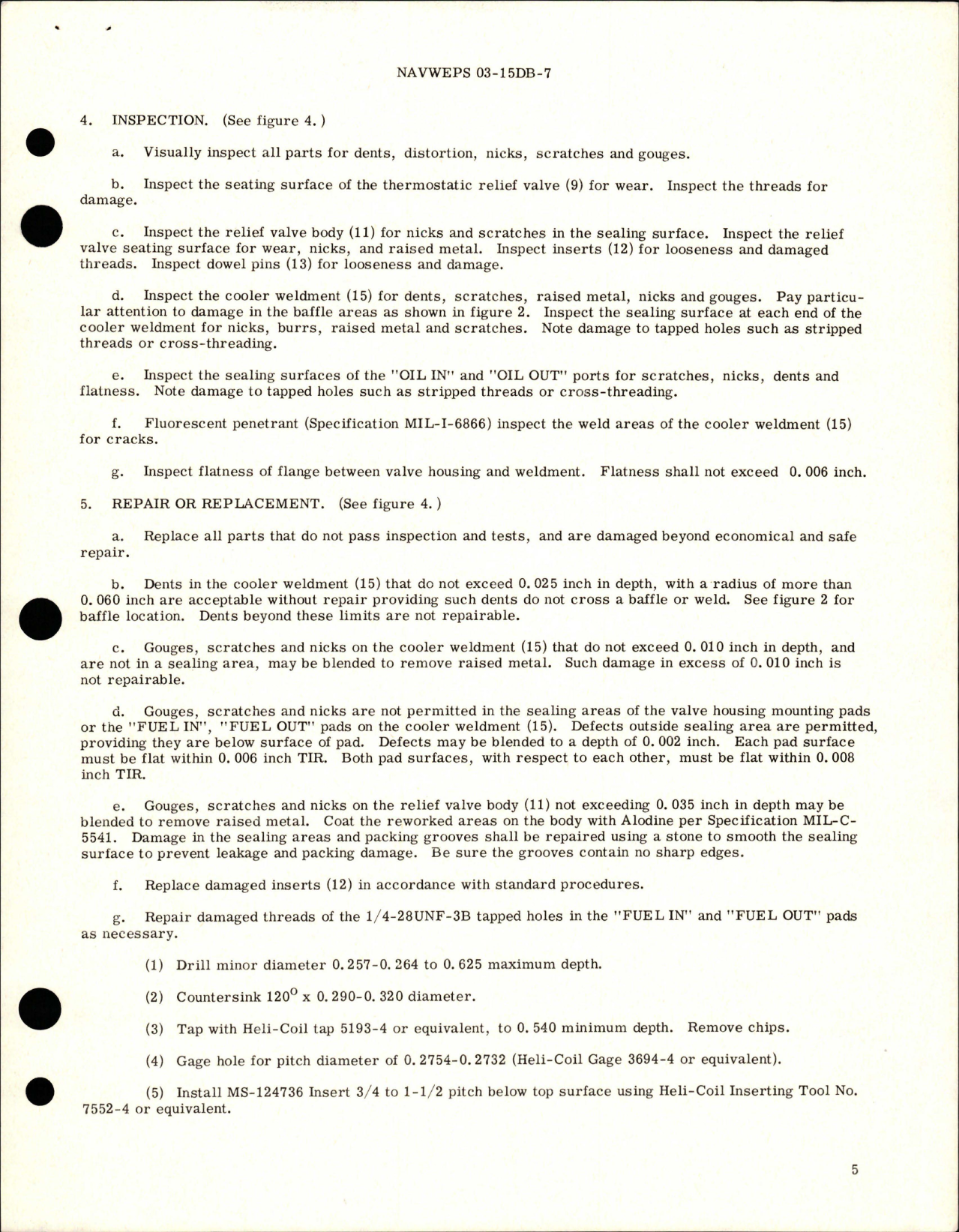 Sample page 5 from AirCorps Library document: Overhaul Instructions with Parts Breakdown for Main and Afterburner Oil Cooler - Part UA526976-4