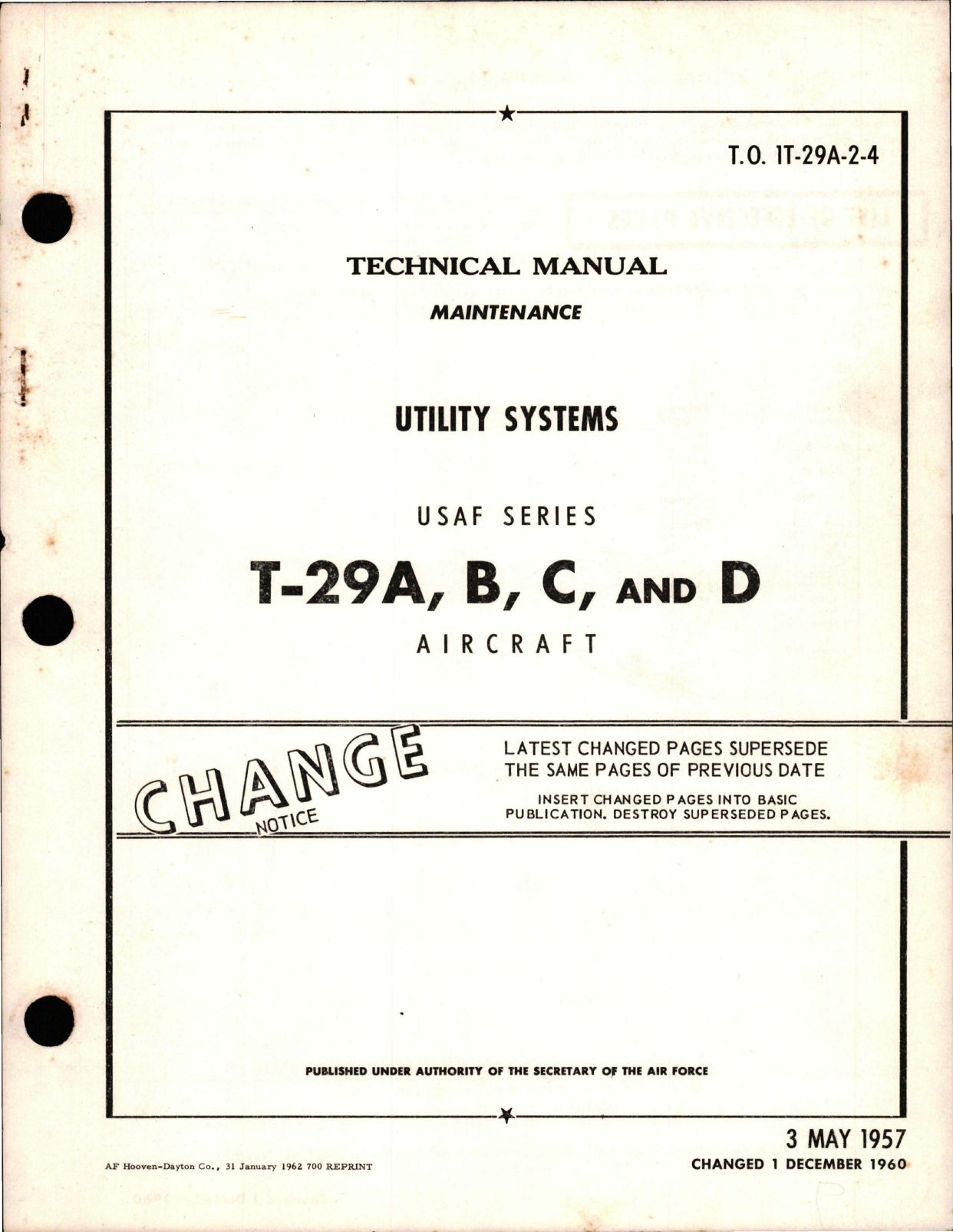 Sample page 1 from AirCorps Library document: Maintenance for Utility Systems for T-29A, T-29B, T-29C and T-29D