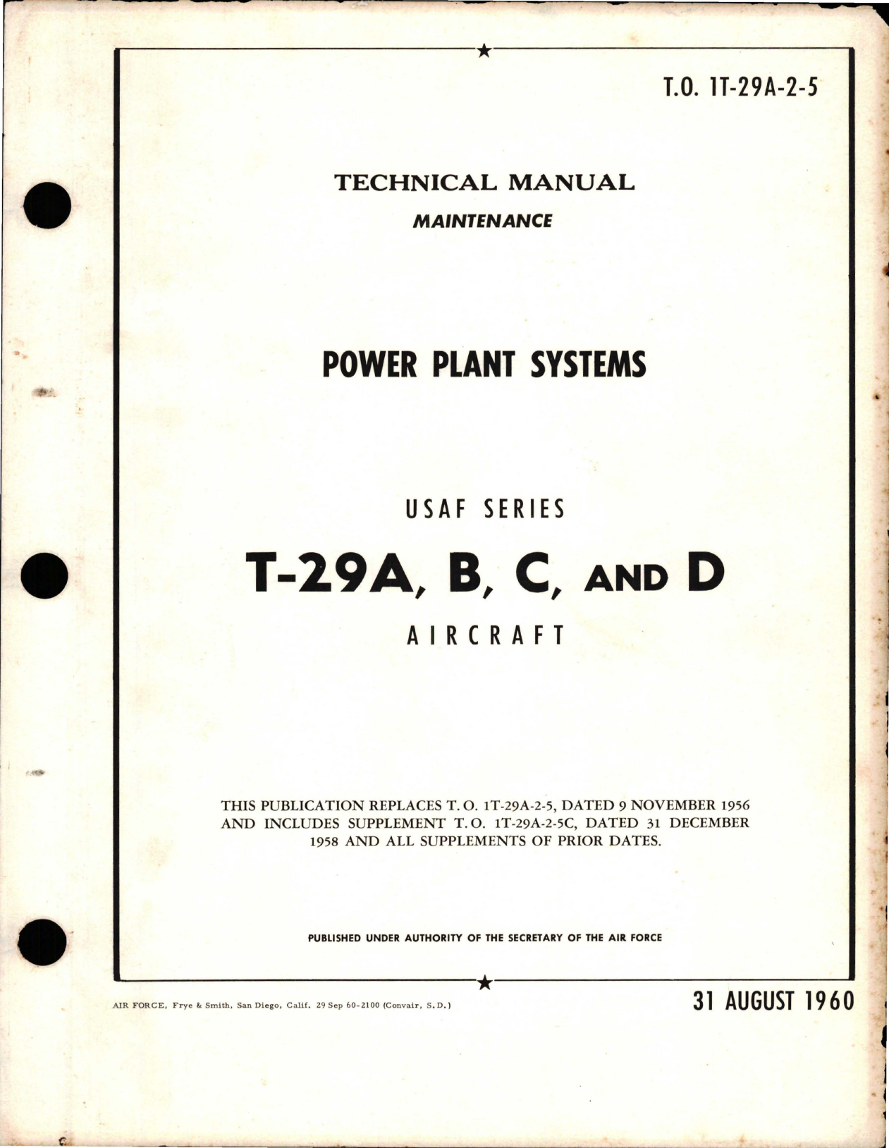 Sample page 1 from AirCorps Library document: Maintenance for Power Plant Systems for T-29A, T-29B, T-29C and T-29D