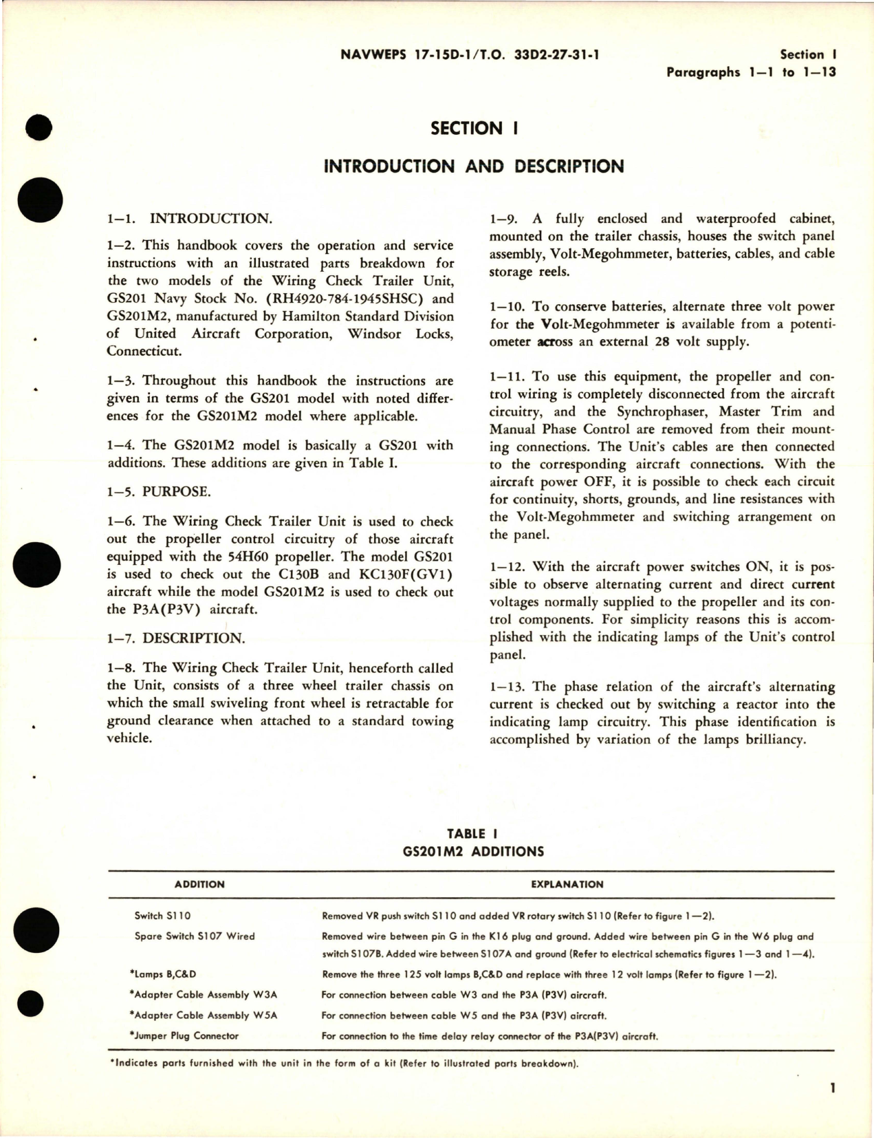 Sample page 5 from AirCorps Library document: Operations and Service Instructions with Illustrated Parts for Wiring Check Trailer Unit - Model GS201, and GS201M2