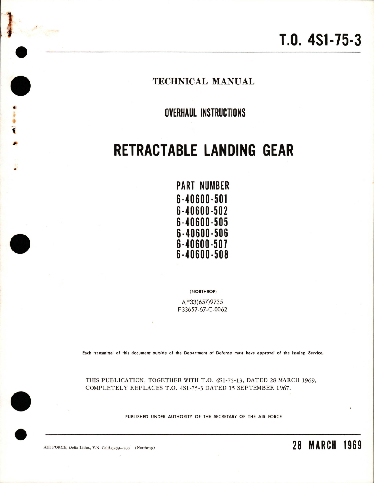 Sample page 1 from AirCorps Library document: Overhaul Instructions for Retractable Landing Gear