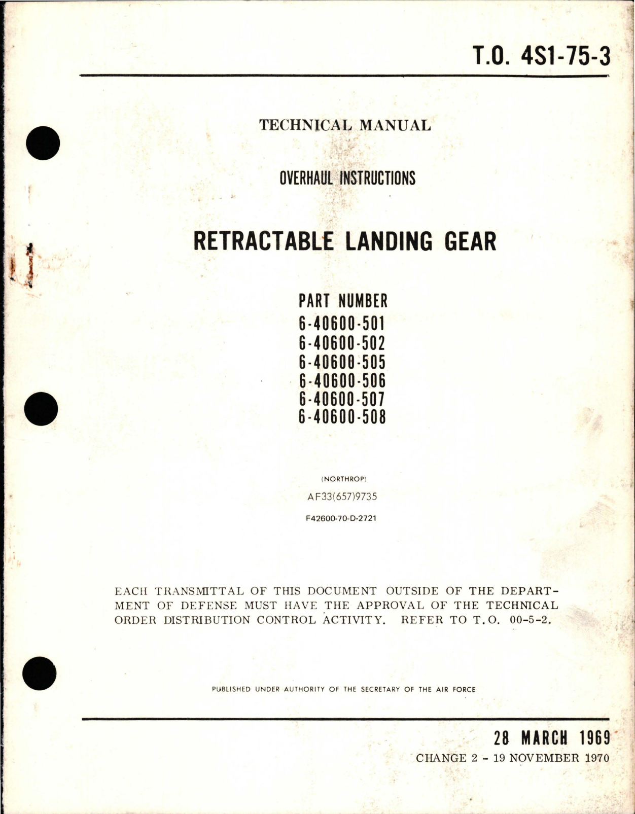 Sample page 1 from AirCorps Library document: Overhaul Instructions for Retractable Landing Gear