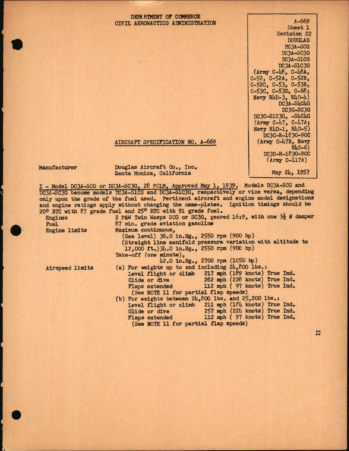 Sample page 1 from AirCorps Library document: DC3, C-47, C-48, C-52, C-53, C-68, and R4D Series, Revision 22