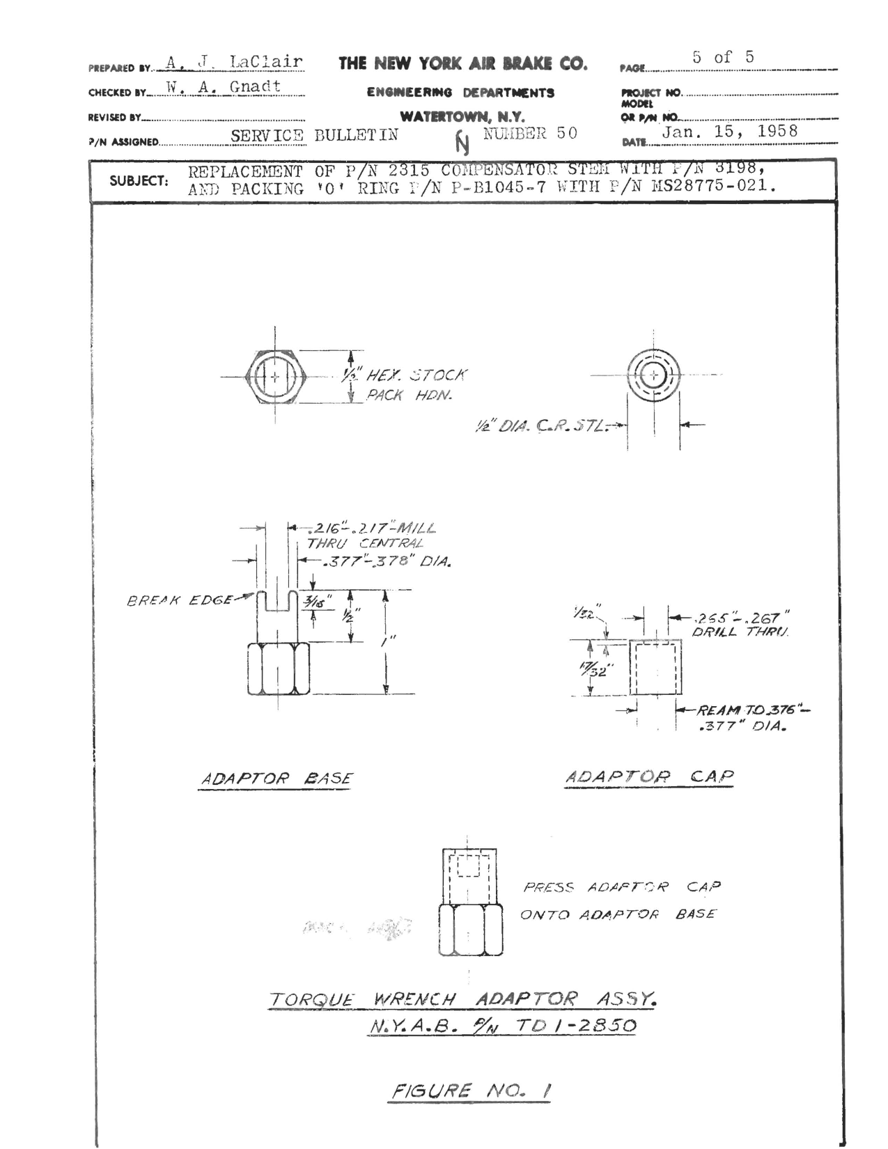 Sample page 5 from AirCorps Library document: Replacement of Part 2315 Compensator Stem with Part 3198 and Packing O Ring Part P-B1045-7 with MS28775-021