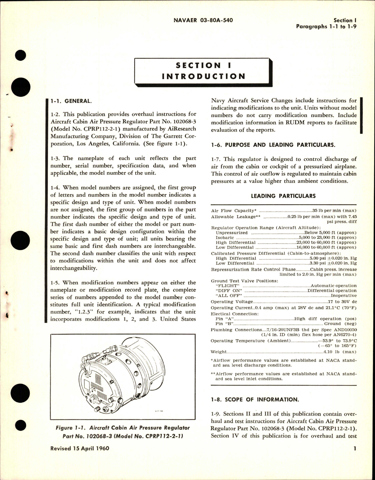 Sample page 5 from AirCorps Library document: Overhaul Instructions for Aircraft Cabin Air Pressure Regulator - Part 102068-3 - Model CPRP112-2 