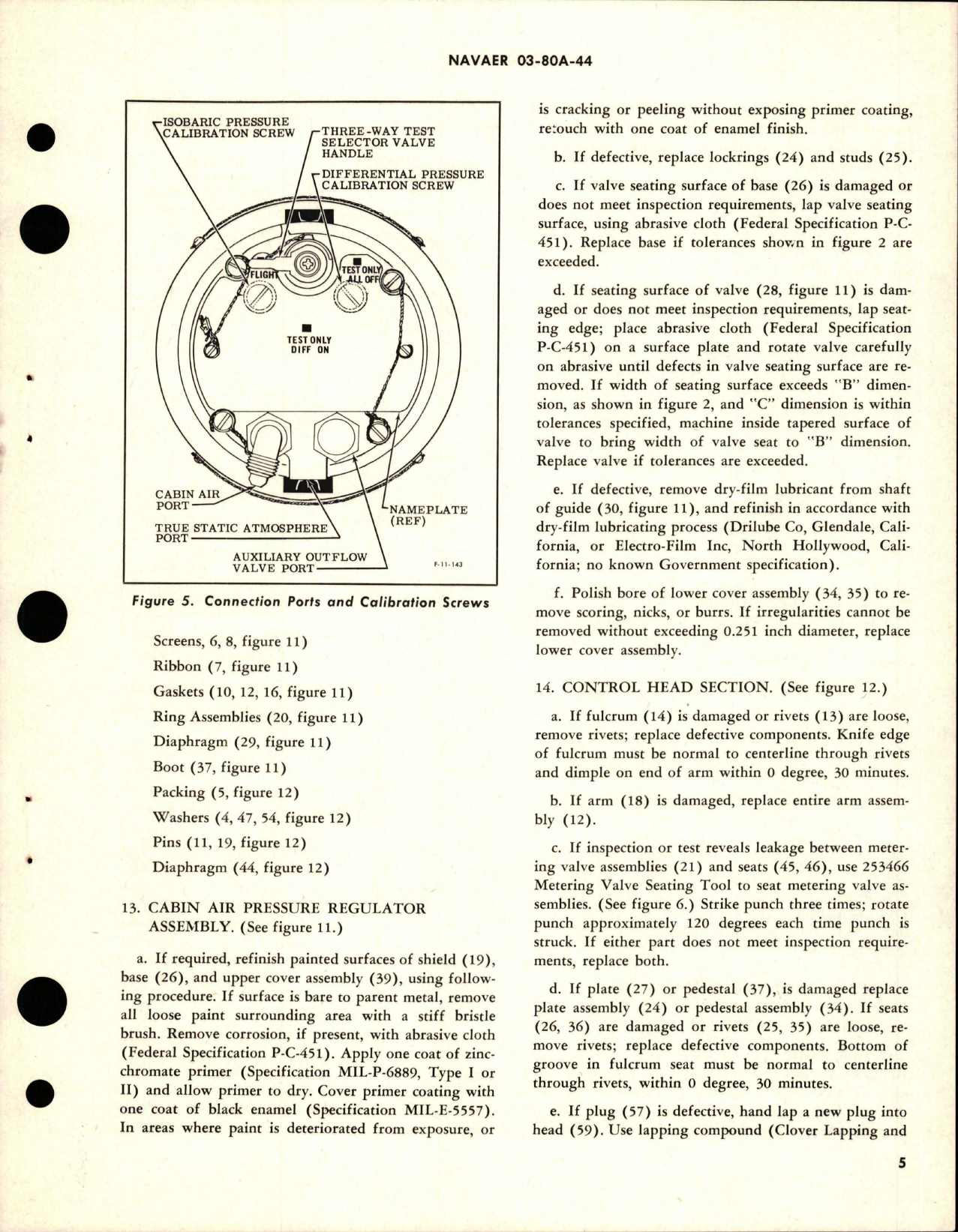 Sample page 5 from AirCorps Library document: Overhaul Instructions with Parts Breakdown for Aircraft Cabin Air Pressure Regulator - Part 102108-11 - Model CPR1-80-1 