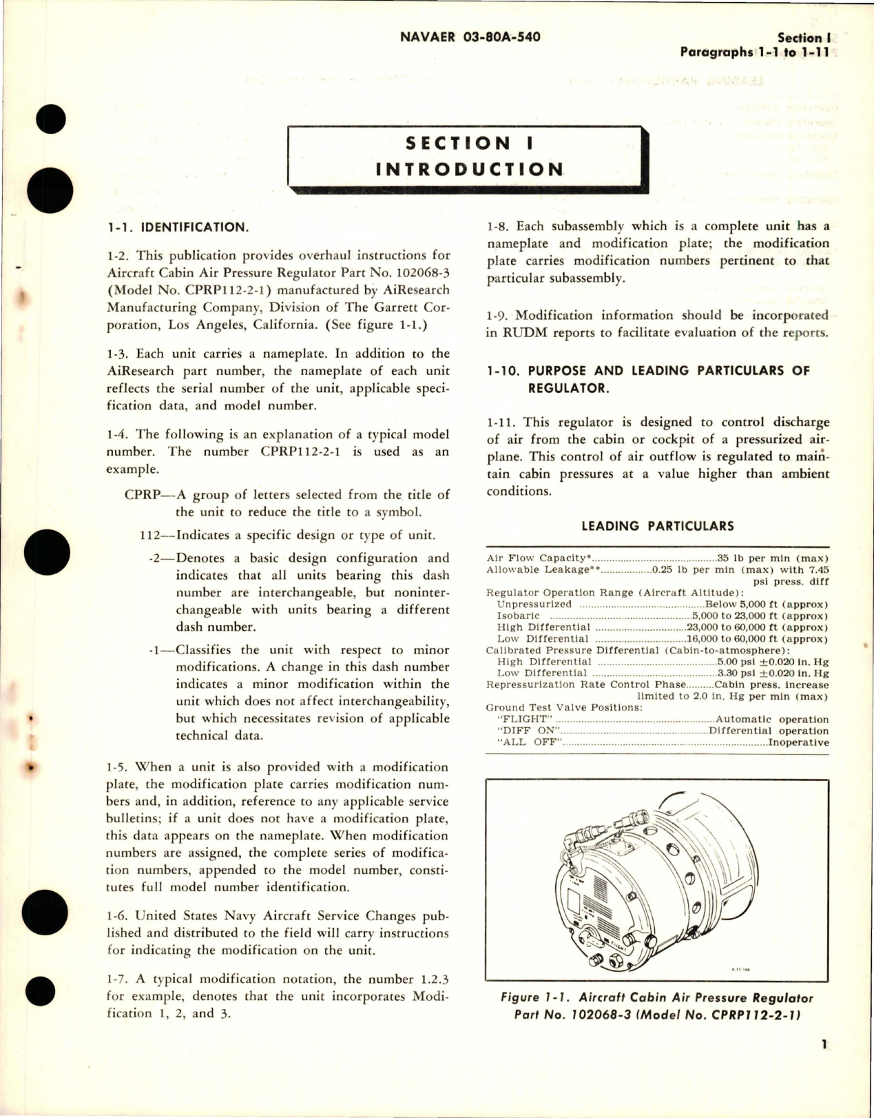 Sample page 5 from AirCorps Library document: Overhaul Instructions for Aircraft Cabin Air Pressure Regulator - Part 102068-3 - Model CPRP112-2 