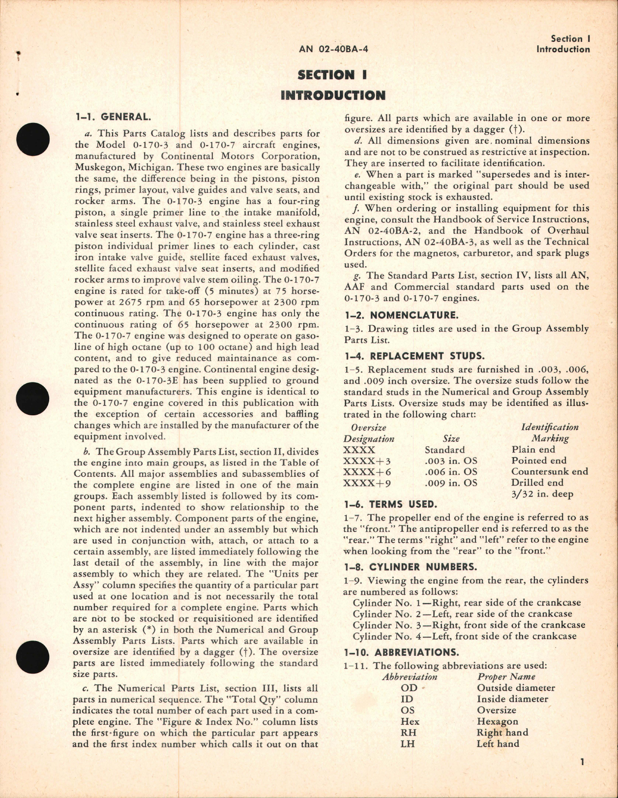 Sample page 5 from AirCorps Library document: Parts Catalog for 0-170-3 and 0-170-7 Engines