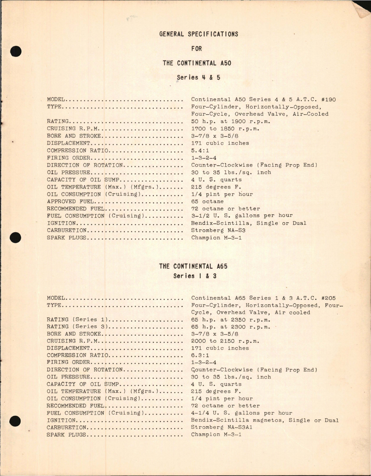 Sample page 5 from AirCorps Library document: Operators Handbook for Continental A-50, A-65, and A-75 Series Engines