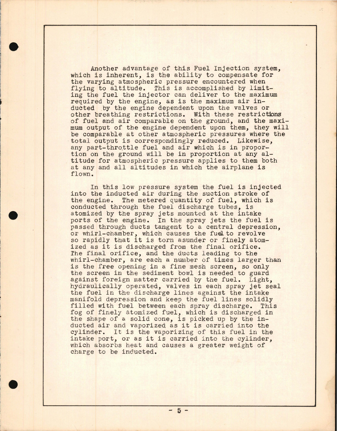 Sample page 5 from AirCorps Library document: Service Manual for Model A Fuel Injection System on Continental A-50, A-65, A-75, and A-80 Engines